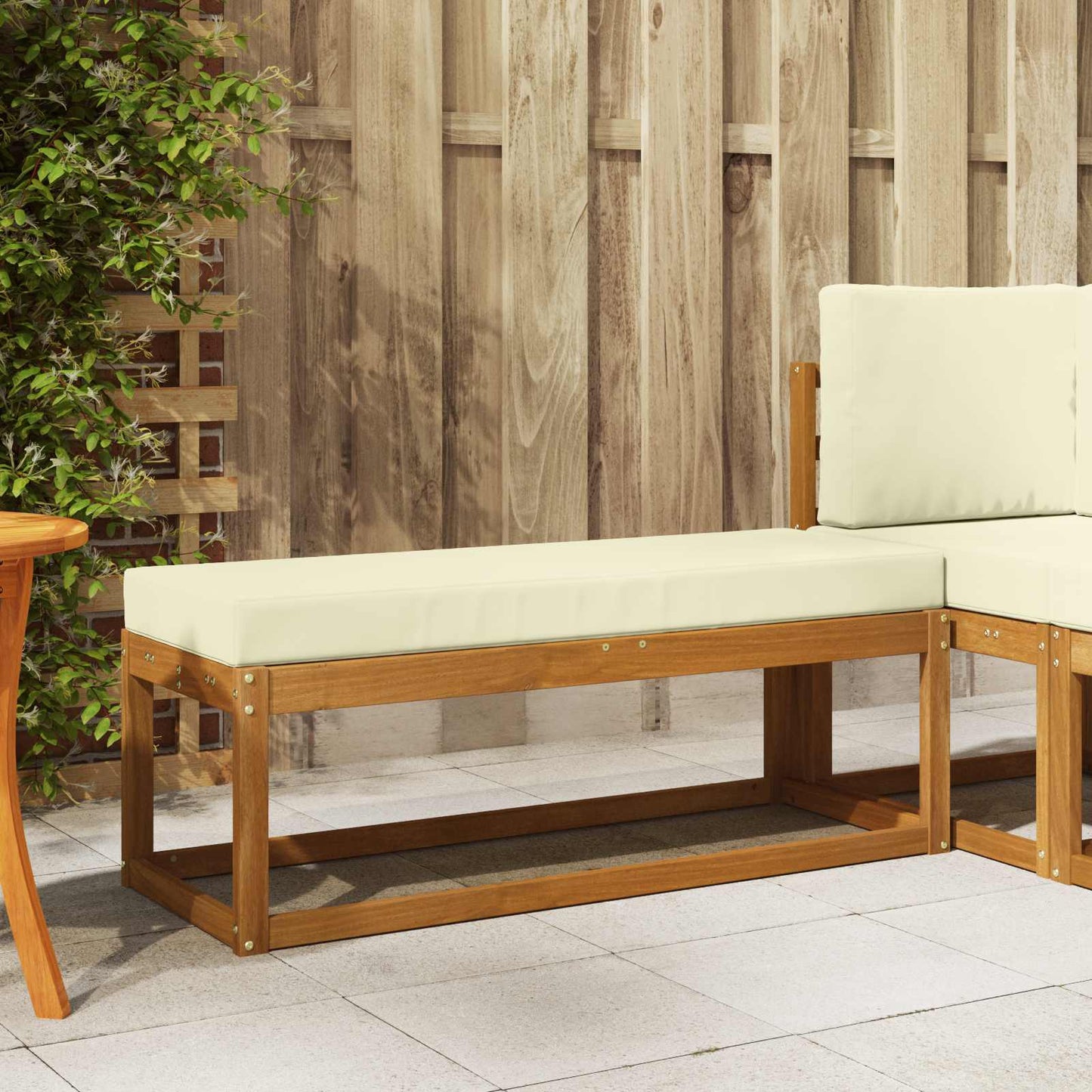 Buiten Krukbank met kussen Natuurlijk en Crème 115 x 43 x 45 cm is nu te koop bij PeponiXL, paradijselijk wonen!