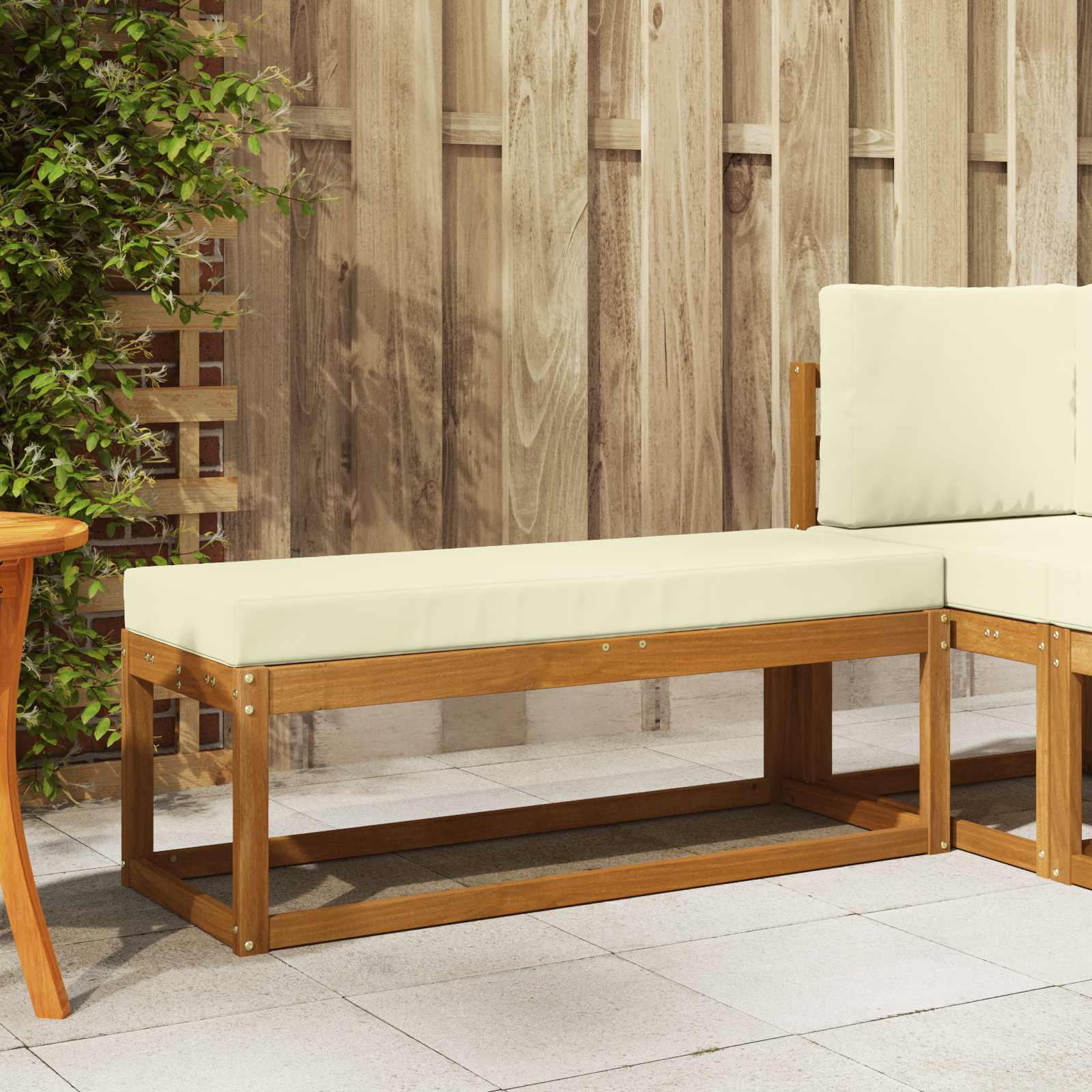 Buiten Krukbank met kussen Natuurlijk en Crème 115 x 43 x 45 cm is nu te koop bij PeponiXL, paradijselijk wonen!