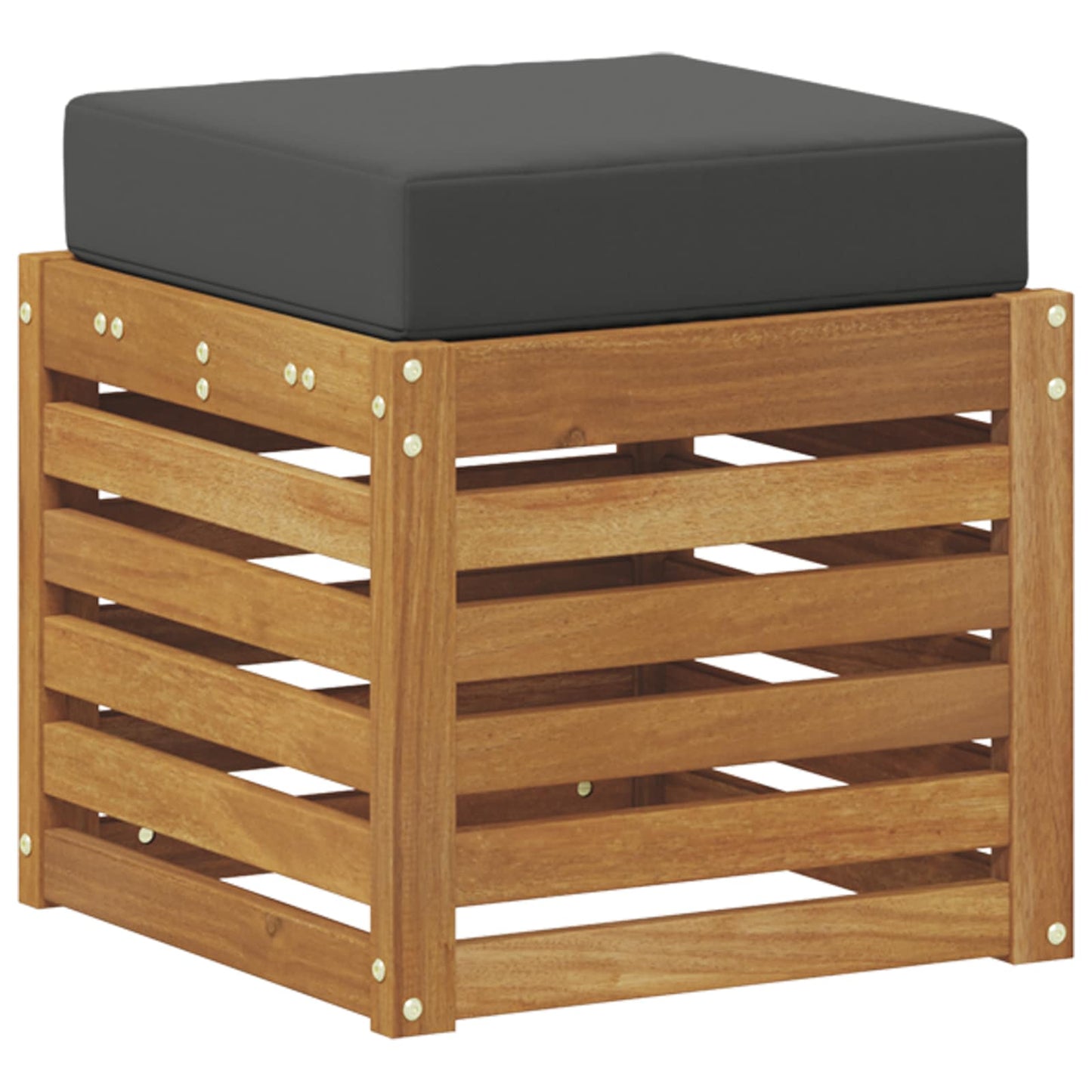 Hocker 2 Stuk Natuurlijk en Antraciet Massief Acaciahout is nu te koop bij PeponiXL, paradijselijk wonen!