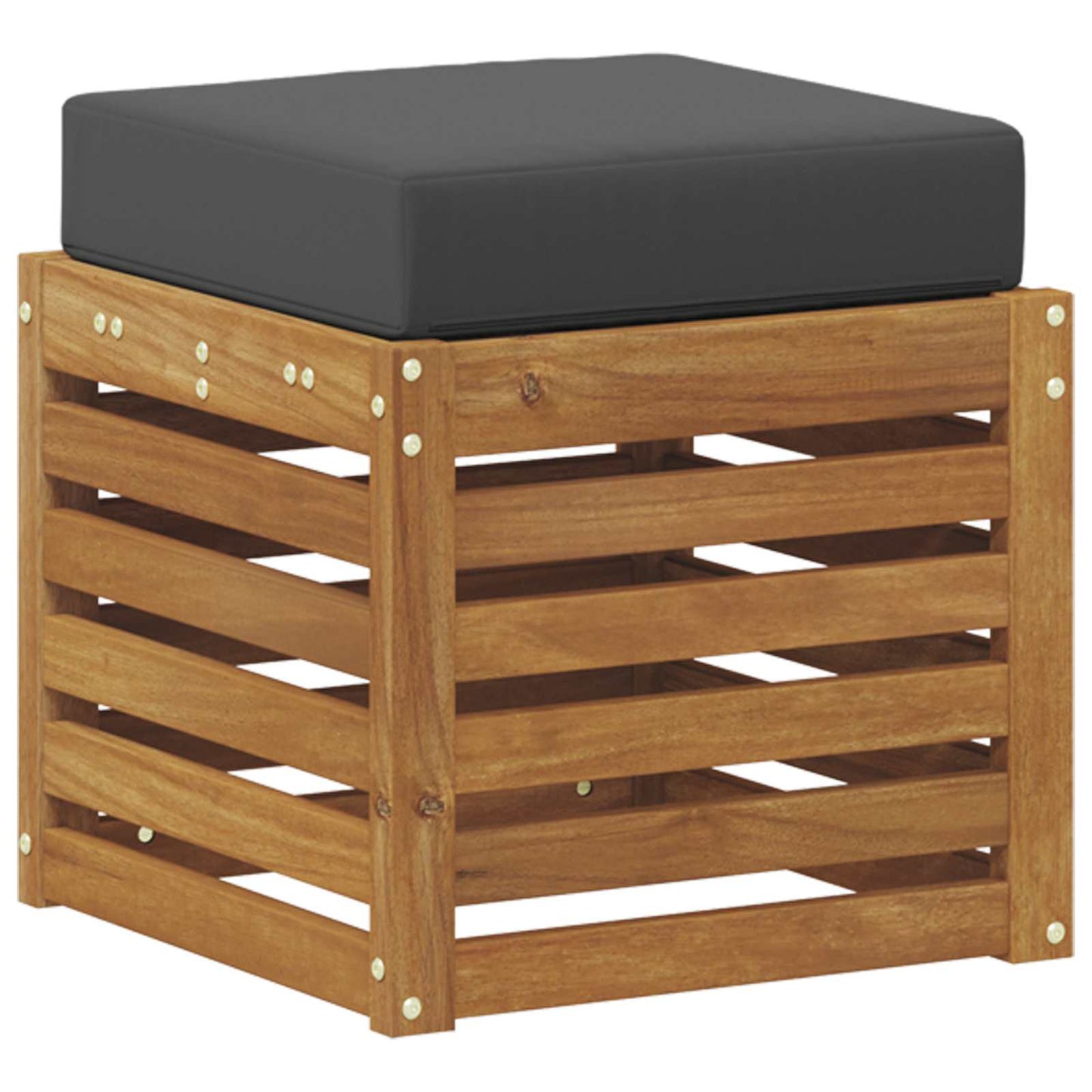 Hocker 2 Stuk Natuurlijk en Antraciet Massief Acaciahout is nu te koop bij PeponiXL, paradijselijk wonen!