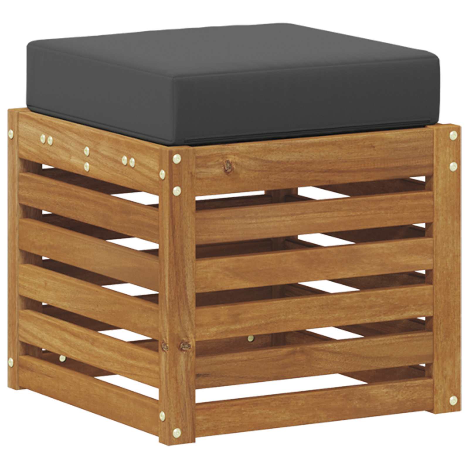Hocker 2 Stuk Natuurlijk en Antraciet Massief Acaciahout is nu te koop bij PeponiXL, paradijselijk wonen!