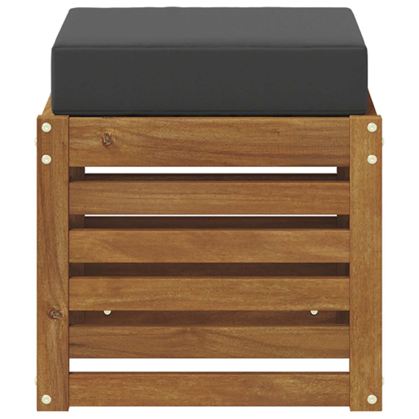 Hocker 2 Stuk Natuurlijk en Antraciet Massief Acaciahout is nu te koop bij PeponiXL, paradijselijk wonen!