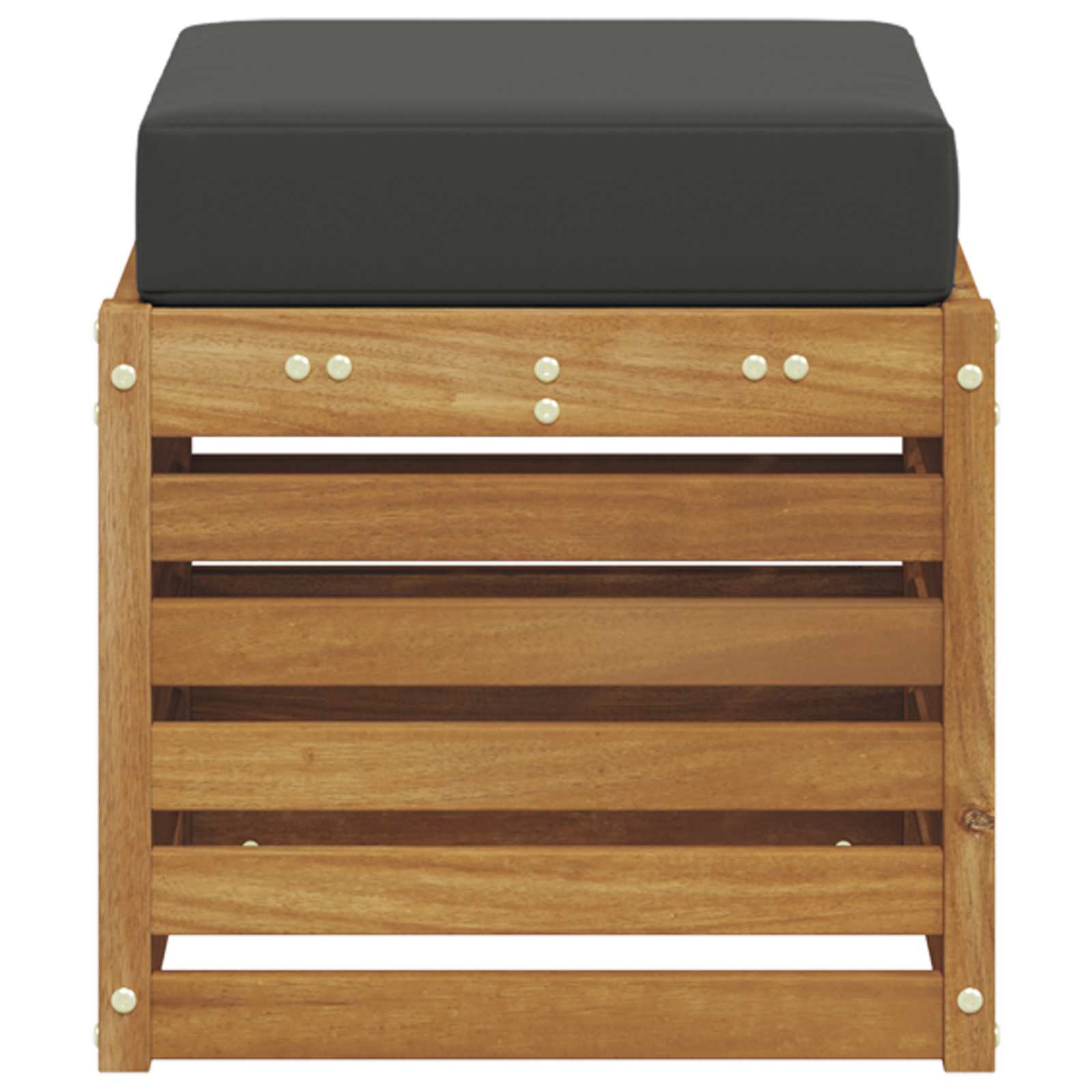 Hocker 2 Stuk Natuurlijk en Antraciet Massief Acaciahout is nu te koop bij PeponiXL, paradijselijk wonen!