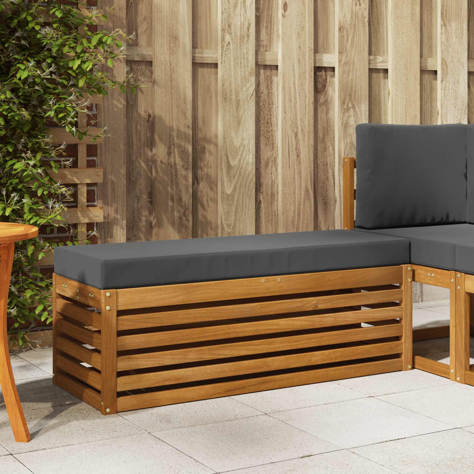 Stoelbank met kussen Natuurlijk en Antraciet 115 x 43 x 37 cm is nu te koop bij PeponiXL, paradijselijk wonen!