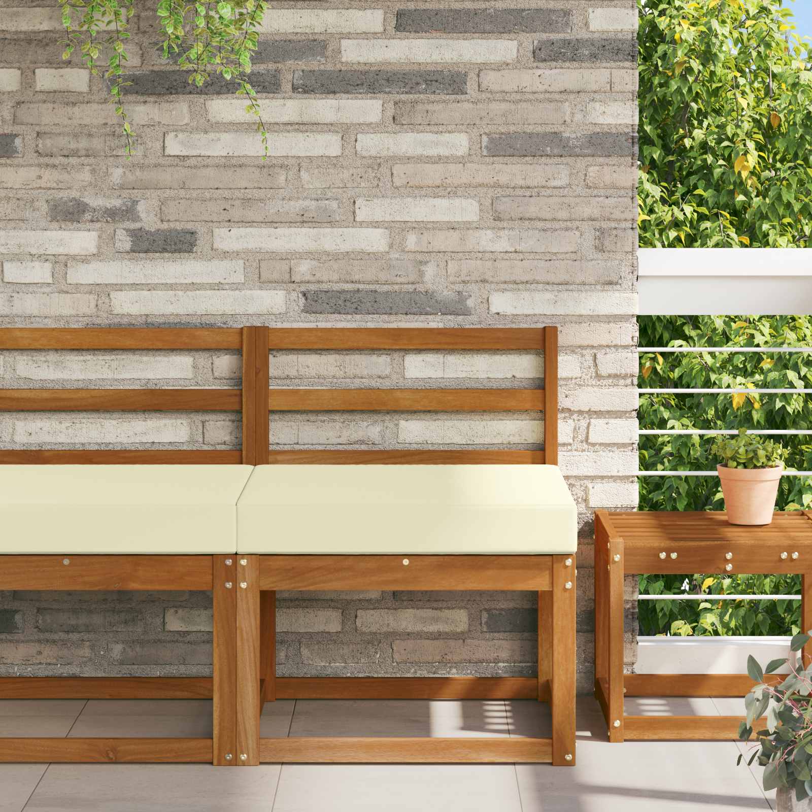 Buiten bankkussen Crème 60 x 60 x 8 cm Polyester is nu te koop bij PeponiXL, paradijselijk wonen!