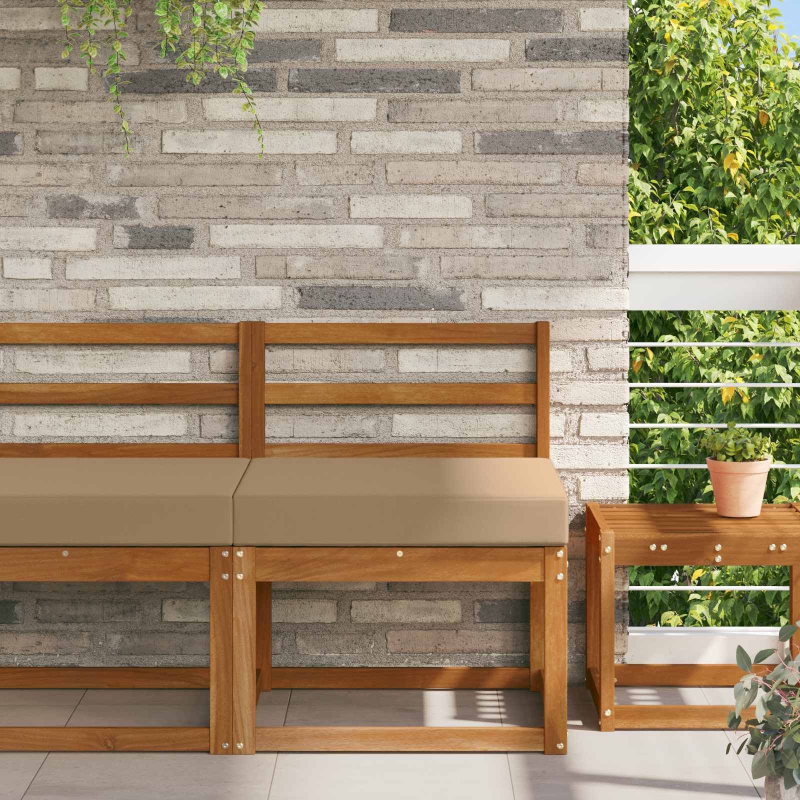 Buiten bankkussen Taupe 60 x 60 x 8 cm Polyester is nu te koop bij PeponiXL, paradijselijk wonen!