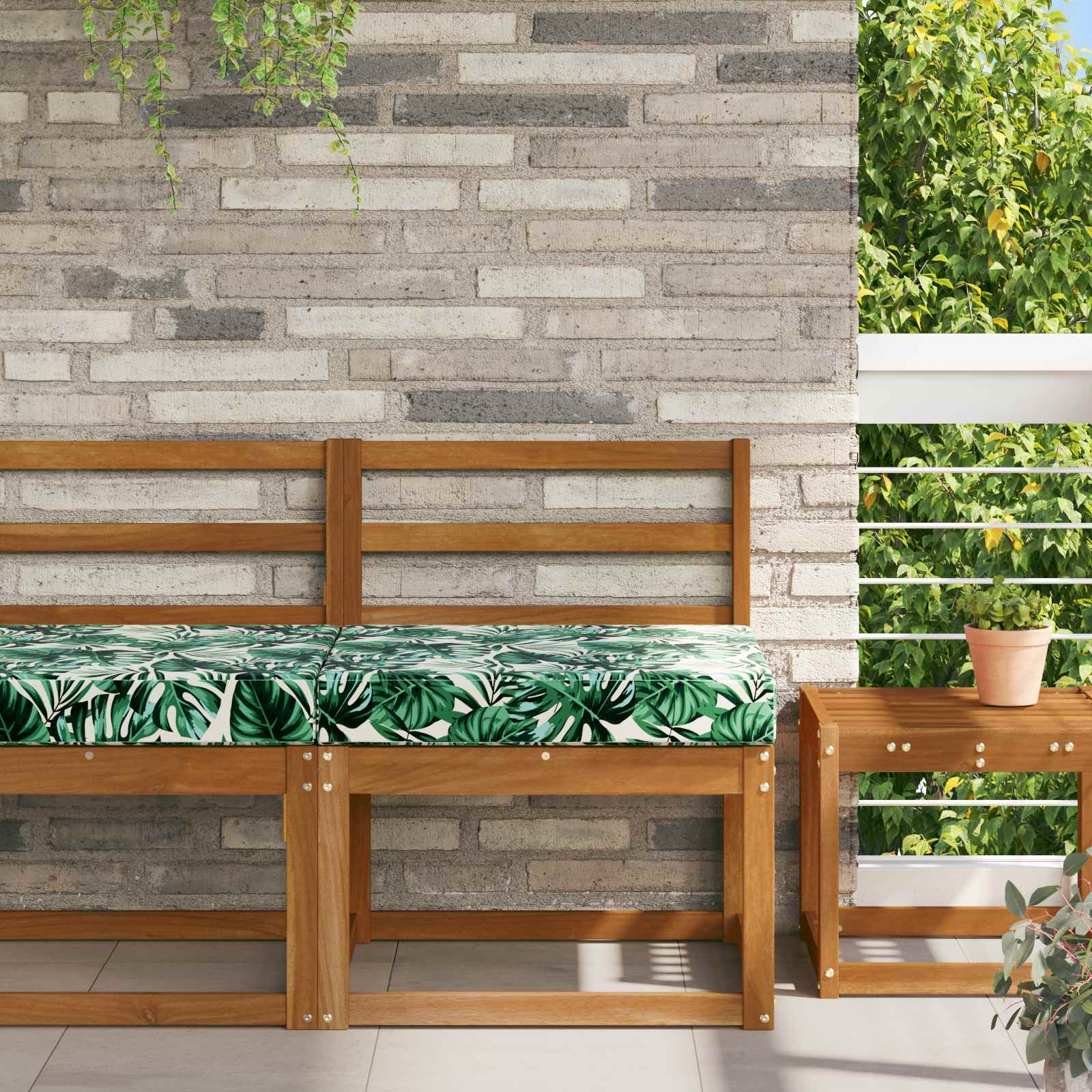 Buiten bankkussen Bladpatroon 60 x 60 x 8 cm Polyester is nu te koop bij PeponiXL, paradijselijk wonen!