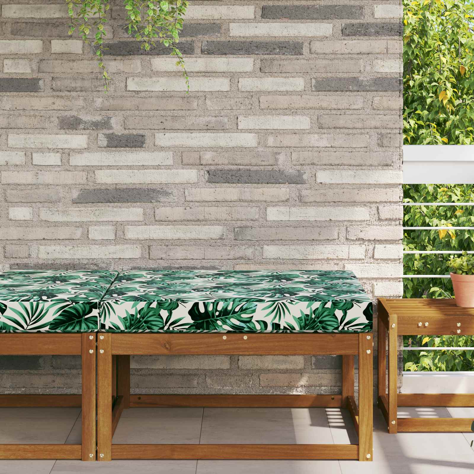 Buiten bankkussen Bladpatroon 80 x 80 x 8 cm Polyester is nu te koop bij PeponiXL, paradijselijk wonen!
