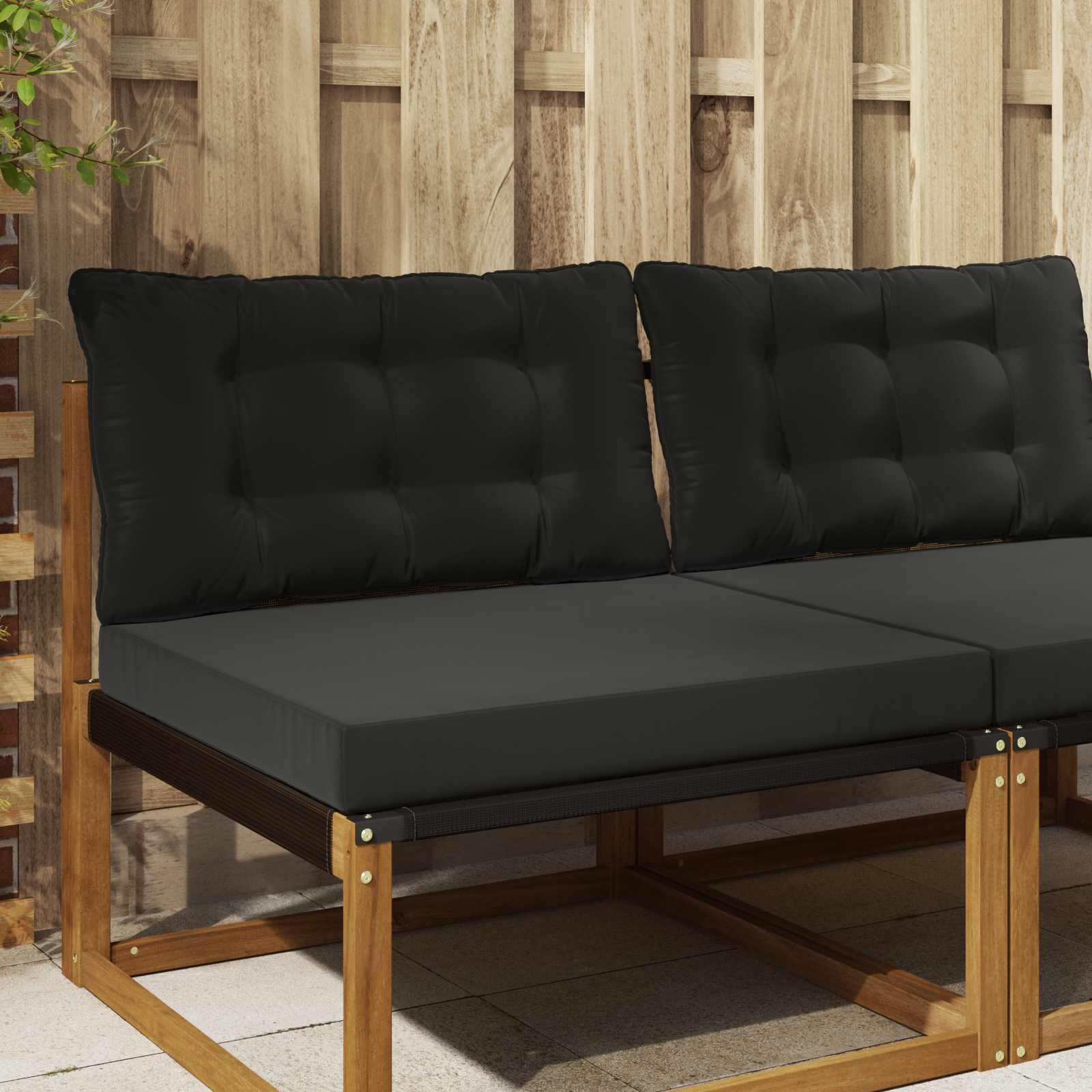 Buiten bankkussen 2 pcs Zwart Polyester is nu te koop bij PeponiXL, paradijselijk wonen!