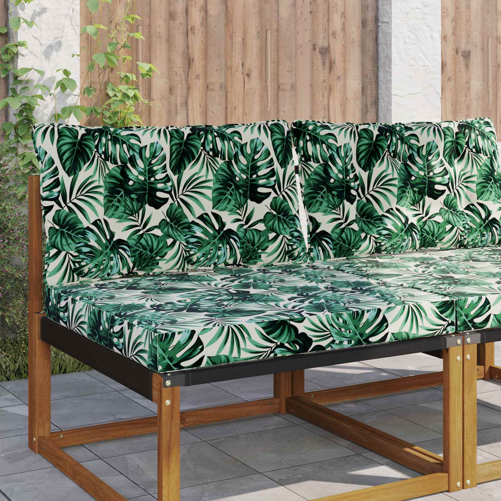 Buiten bankkussen 2 pcs Bladpatroon Polyester is nu te koop bij PeponiXL, paradijselijk wonen!
