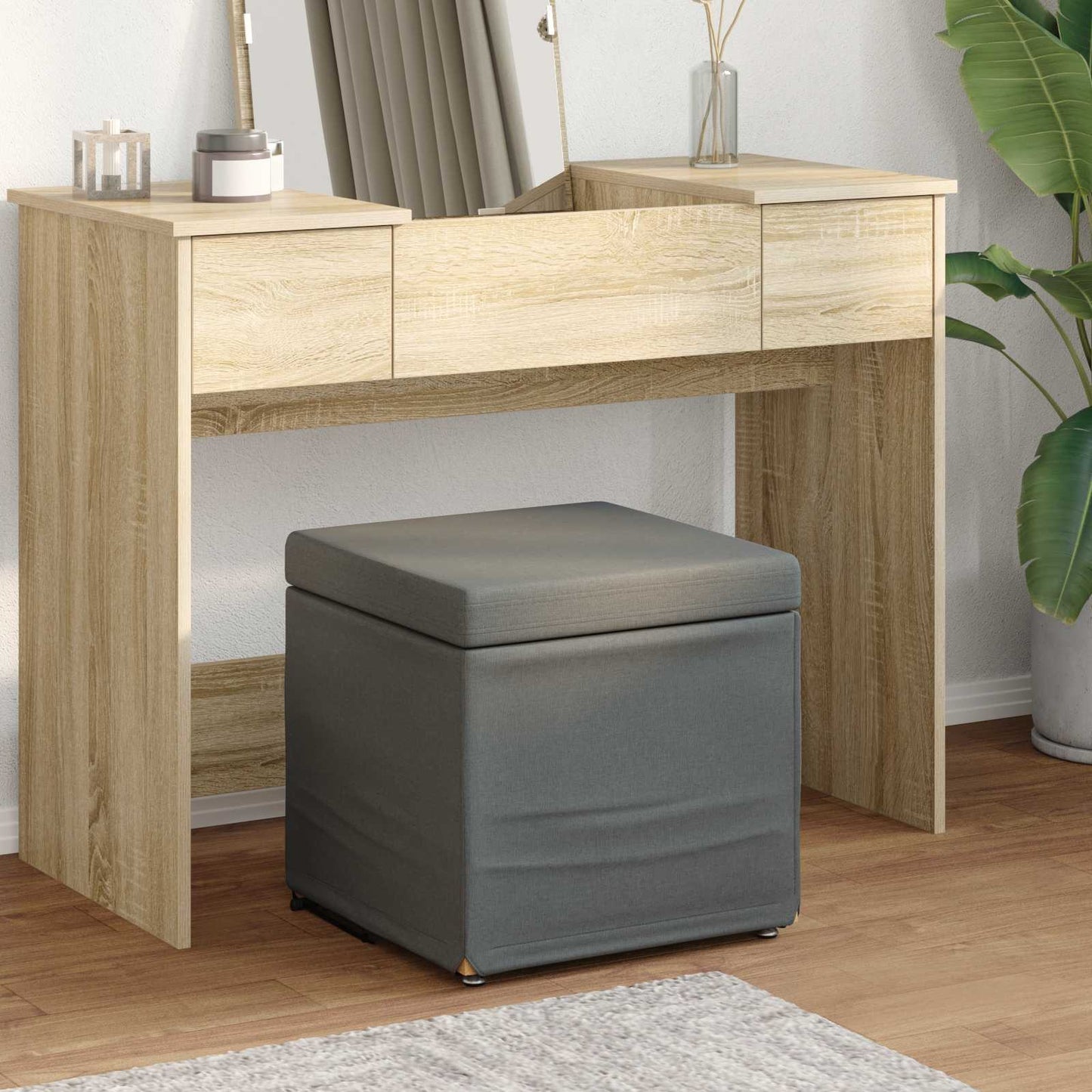 Kruk Donkergrijs 41 x 41 x 40 cm Stof en Geëngineerd Hout is nu te koop bij PeponiXL, paradijselijk wonen!