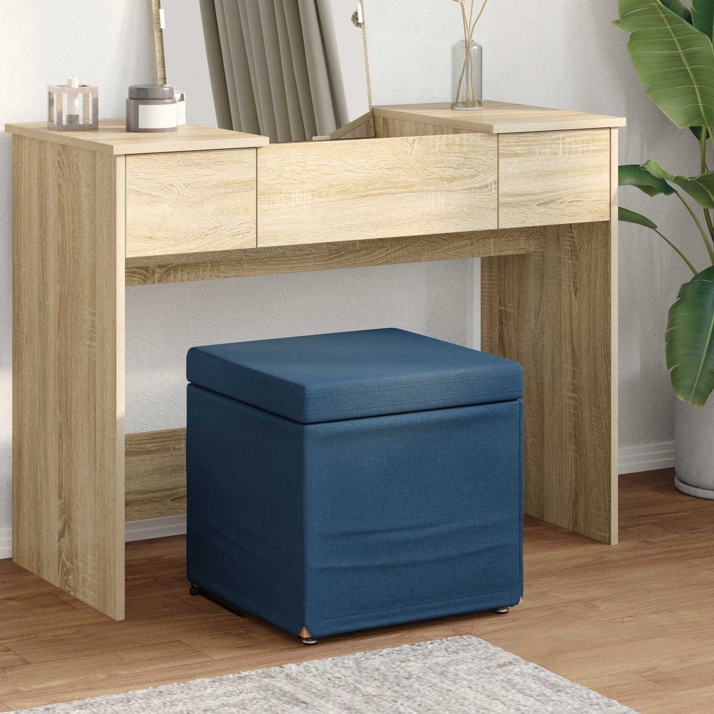Kruk Blauw 41 x 41 x 40 cm Stof en Geëngineerd Hout is nu te koop bij PeponiXL, paradijselijk wonen!
