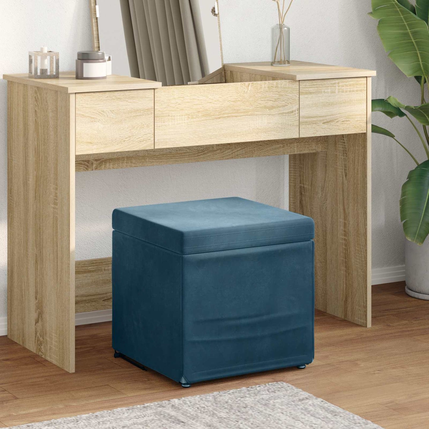 Kruk Blauw 41 x 41 x 40 cm Velvet en Gefabriceerd Hout is nu te koop bij PeponiXL, paradijselijk wonen!