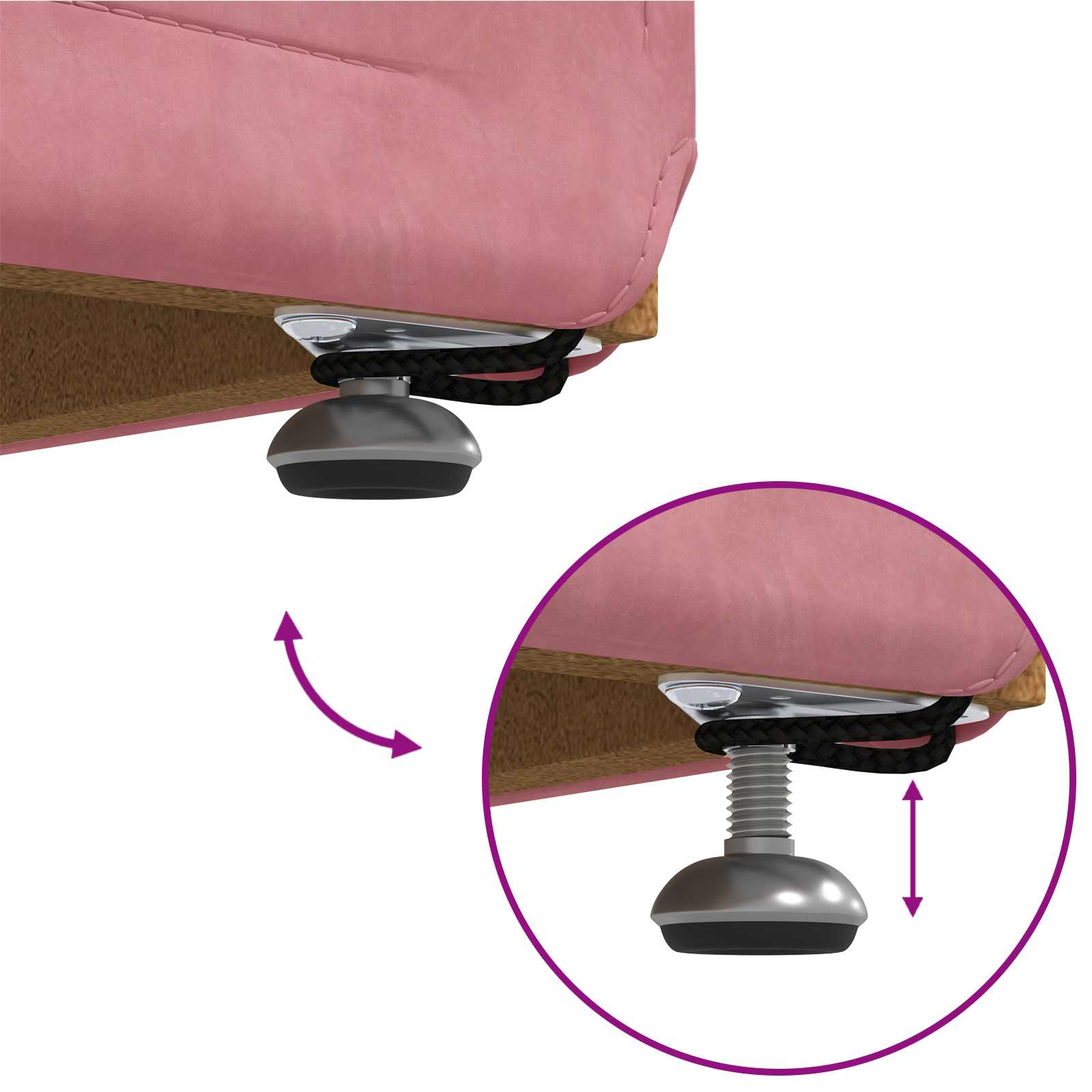 Kruk Roze 41 x 41 x 40 cm Velvet en Gefabriceerd Hout is nu te koop bij PeponiXL, paradijselijk wonen!