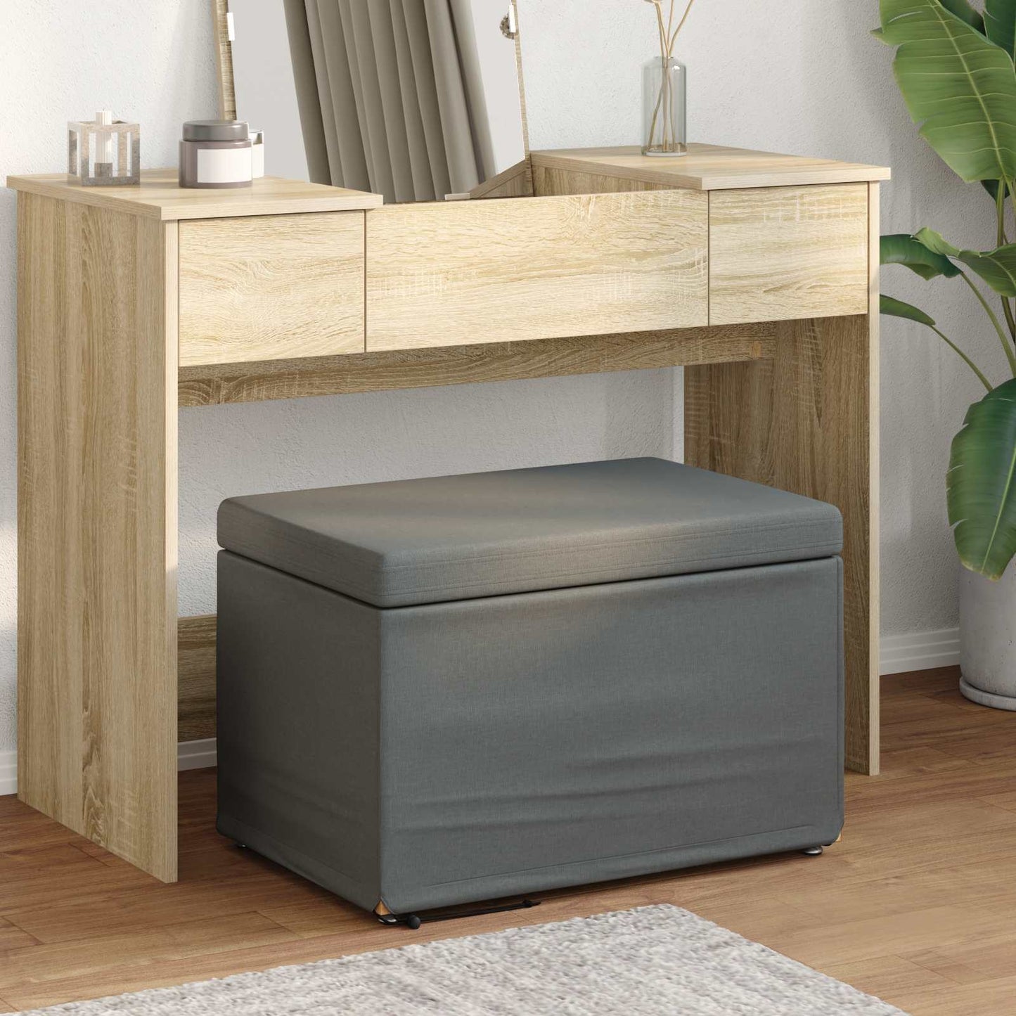 Kruk Donkergrijs 61 x 41 x 40 cm Stof en Geëngineerd Hout is nu te koop bij PeponiXL, paradijselijk wonen!