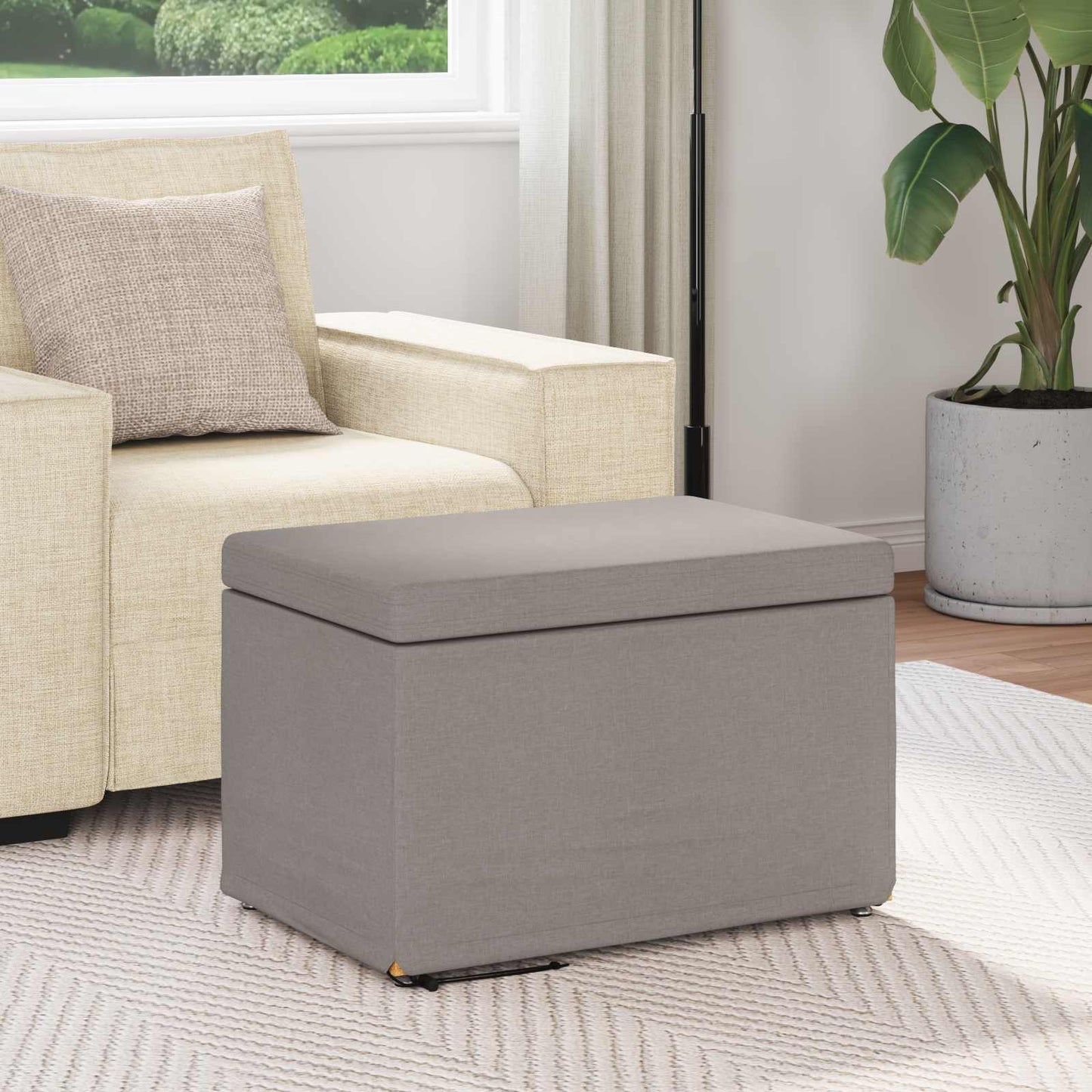 Kruk Taupe 61 x 41 x 40 cm Stof en Geëngineerd Hout is nu te koop bij PeponiXL, paradijselijk wonen!