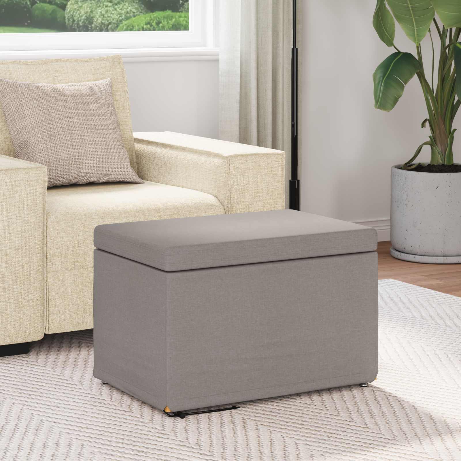 Kruk Taupe 61 x 41 x 40 cm Stof en Geëngineerd Hout is nu te koop bij PeponiXL, paradijselijk wonen!