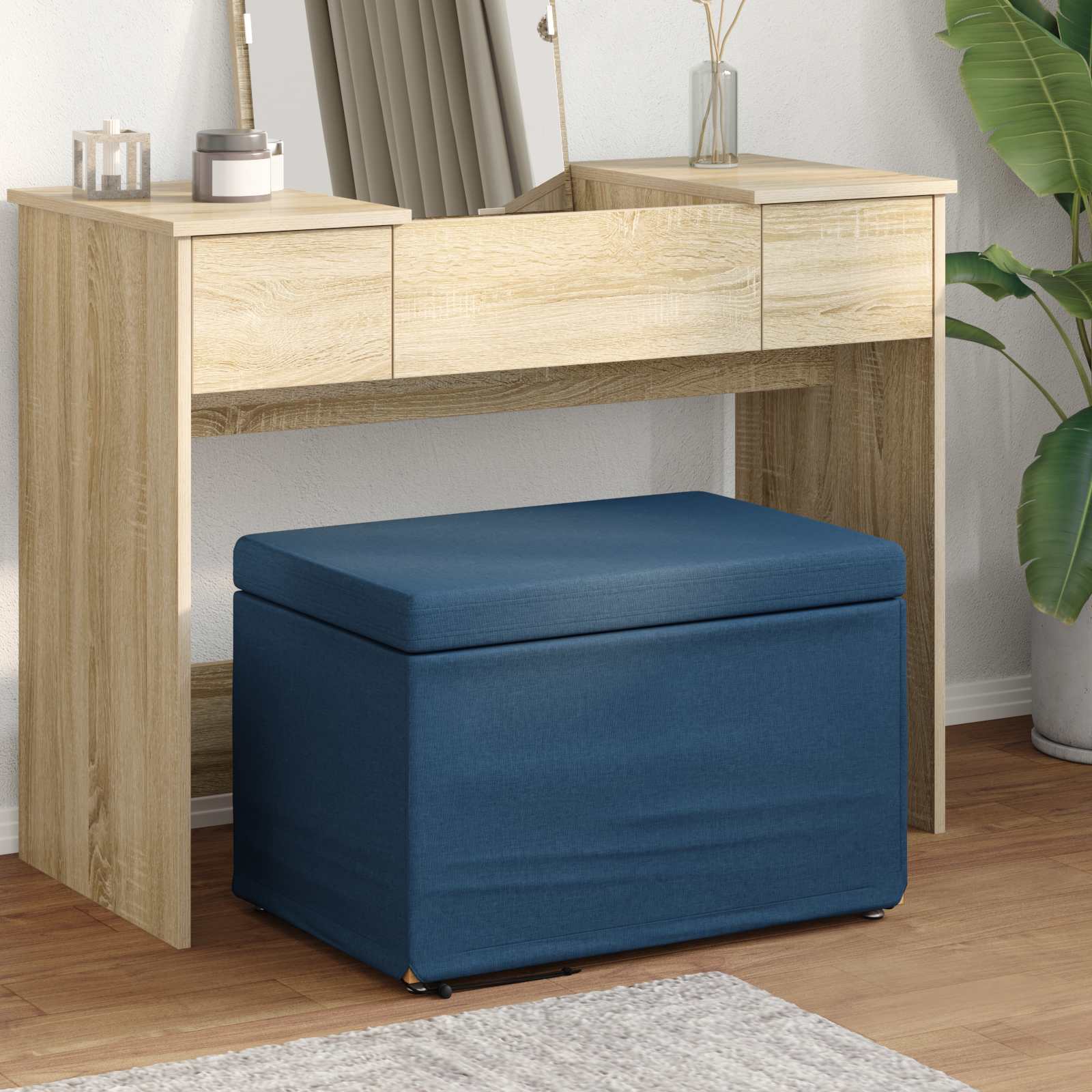 Kruk Blauw 61 x 41 x 40 cm Stof en Geëngineerd Hout is nu te koop bij PeponiXL, paradijselijk wonen!