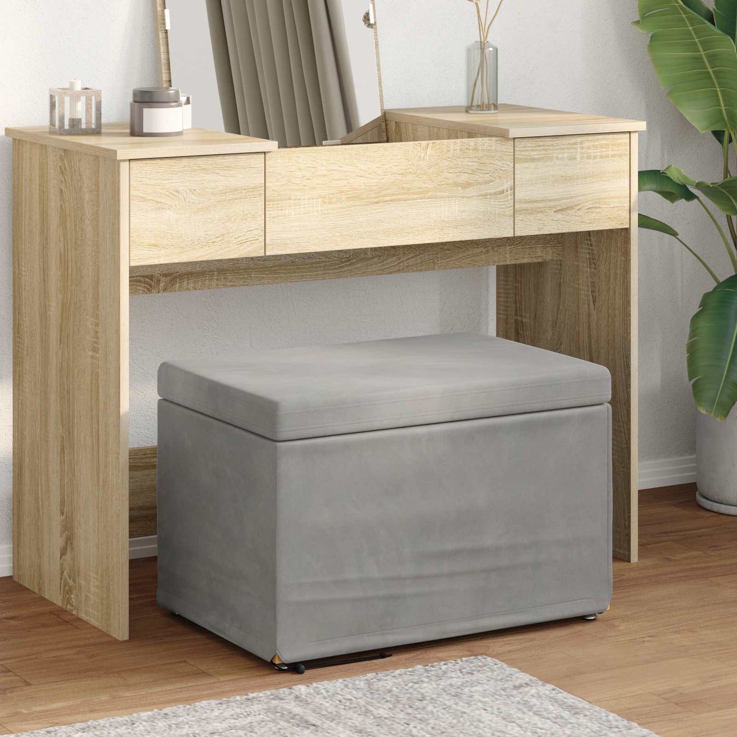 Kruk Lichtgrijs 61 x 41 x 40 cm Velvet en Gefabriceerd Hout is nu te koop bij PeponiXL, paradijselijk wonen!
