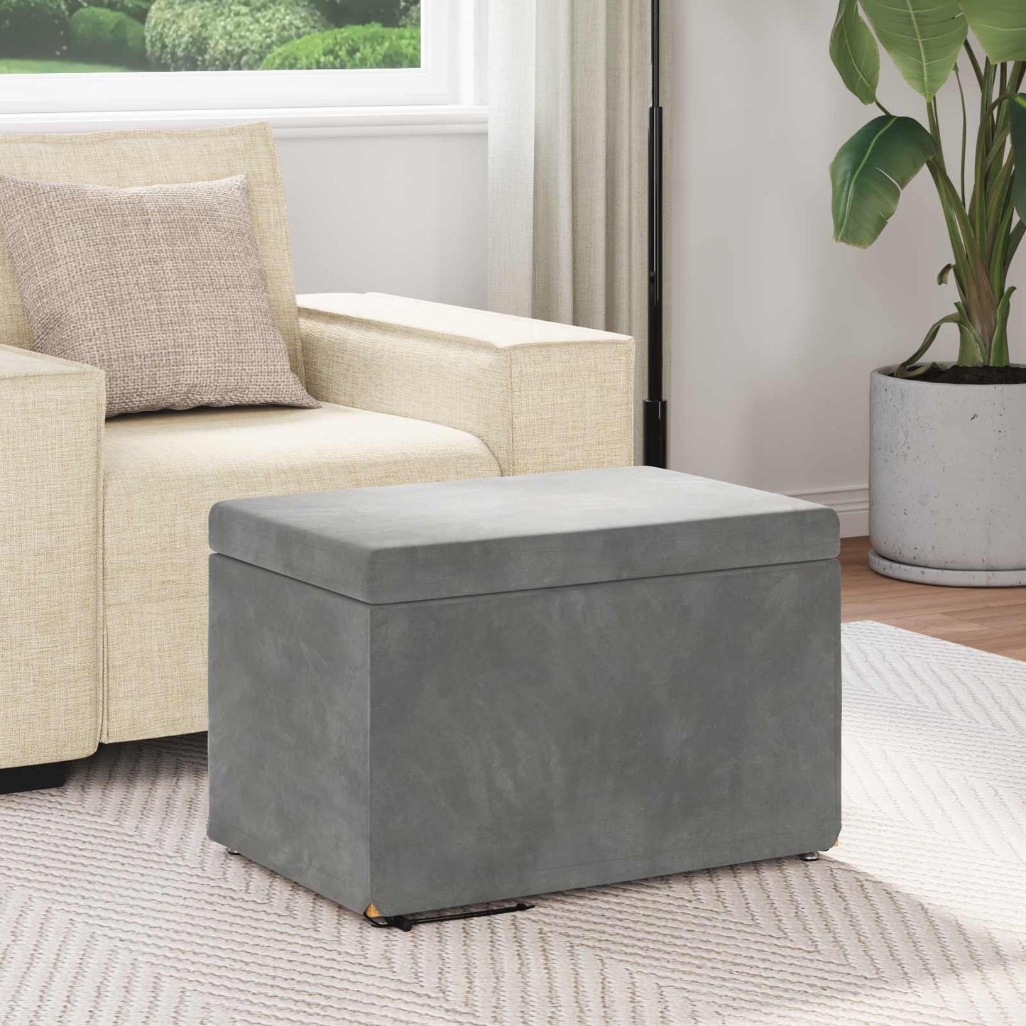 Kruk Donkergrijs 61 x 41 x 40 cm Velvet en Gefabriceerd Hout is nu te koop bij PeponiXL, paradijselijk wonen!