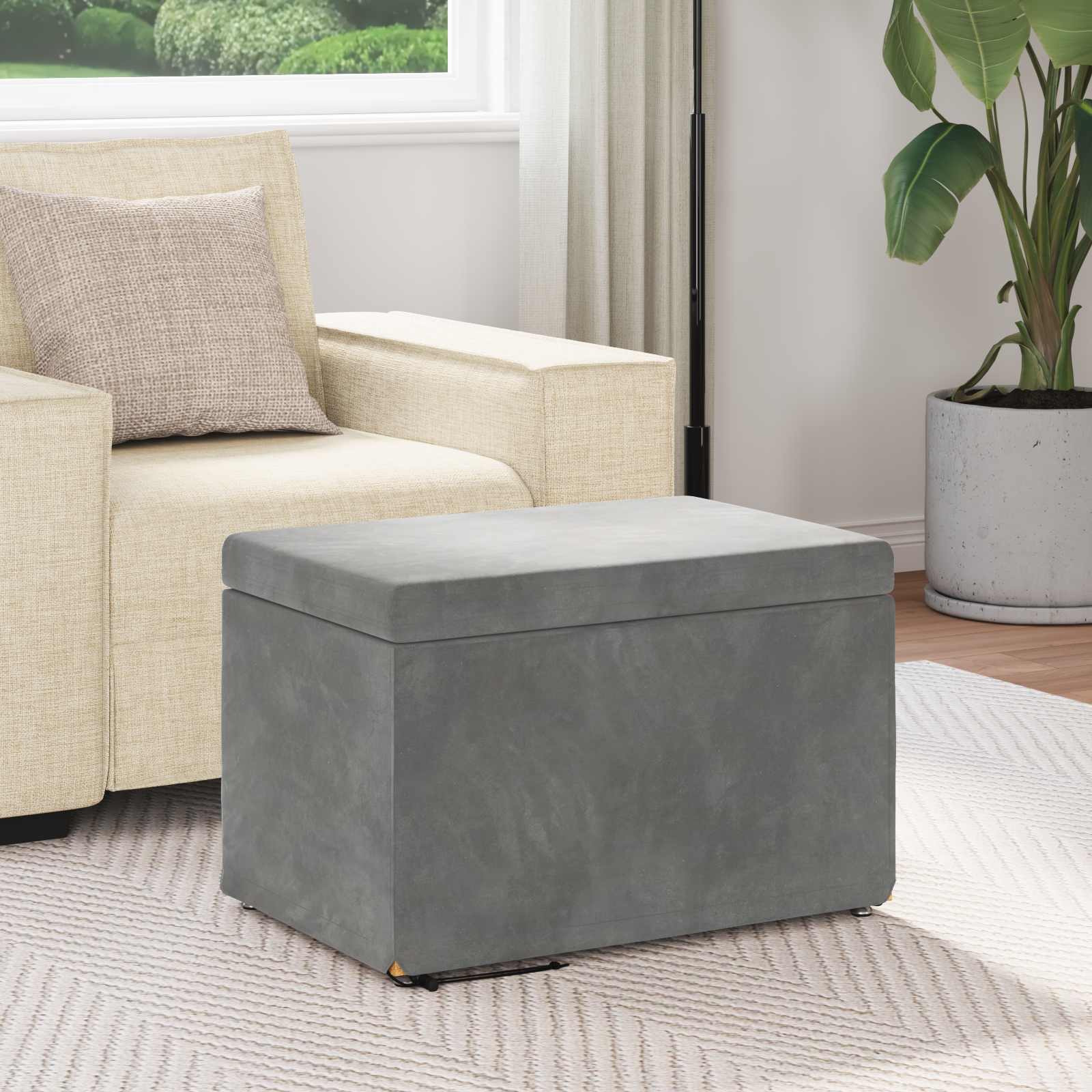 Kruk Donkergrijs 61 x 41 x 40 cm Velvet en Gefabriceerd Hout is nu te koop bij PeponiXL, paradijselijk wonen!