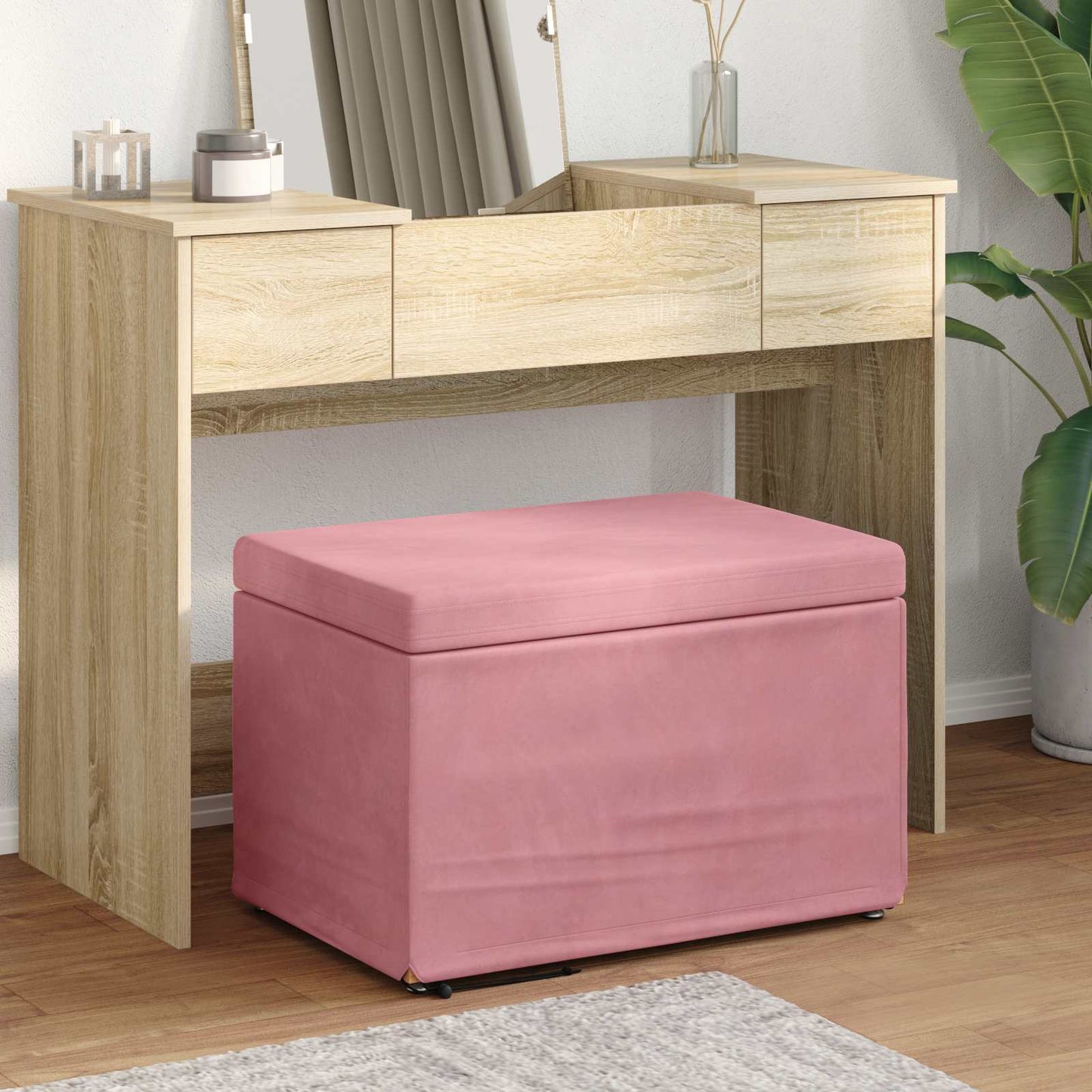 Kruk Roze 61 x 41 x 40 cm Velvet en Gefabriceerd Hout is nu te koop bij PeponiXL, paradijselijk wonen!