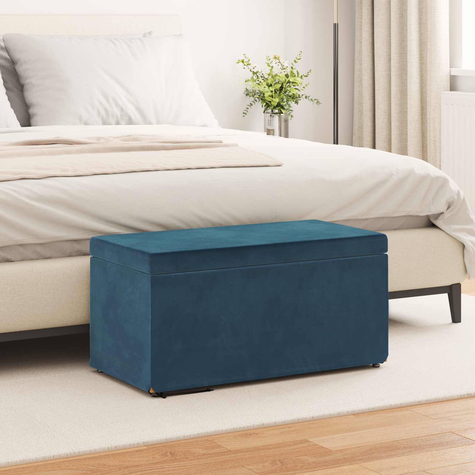 Kruk Blauw 81 x 41 x 40 cm Velvet en Gefabriceerd Hout is nu te koop bij PeponiXL, paradijselijk wonen!