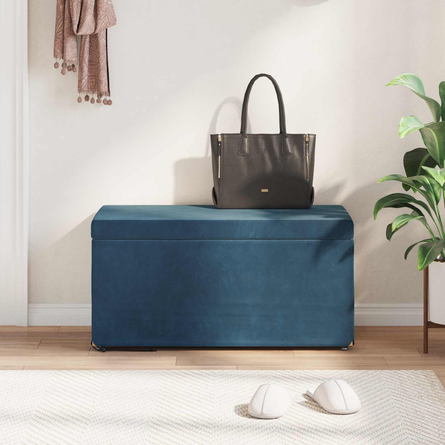 Kruk Blauw 81 x 41 x 40 cm Velvet en Gefabriceerd Hout is nu te koop bij PeponiXL, paradijselijk wonen!