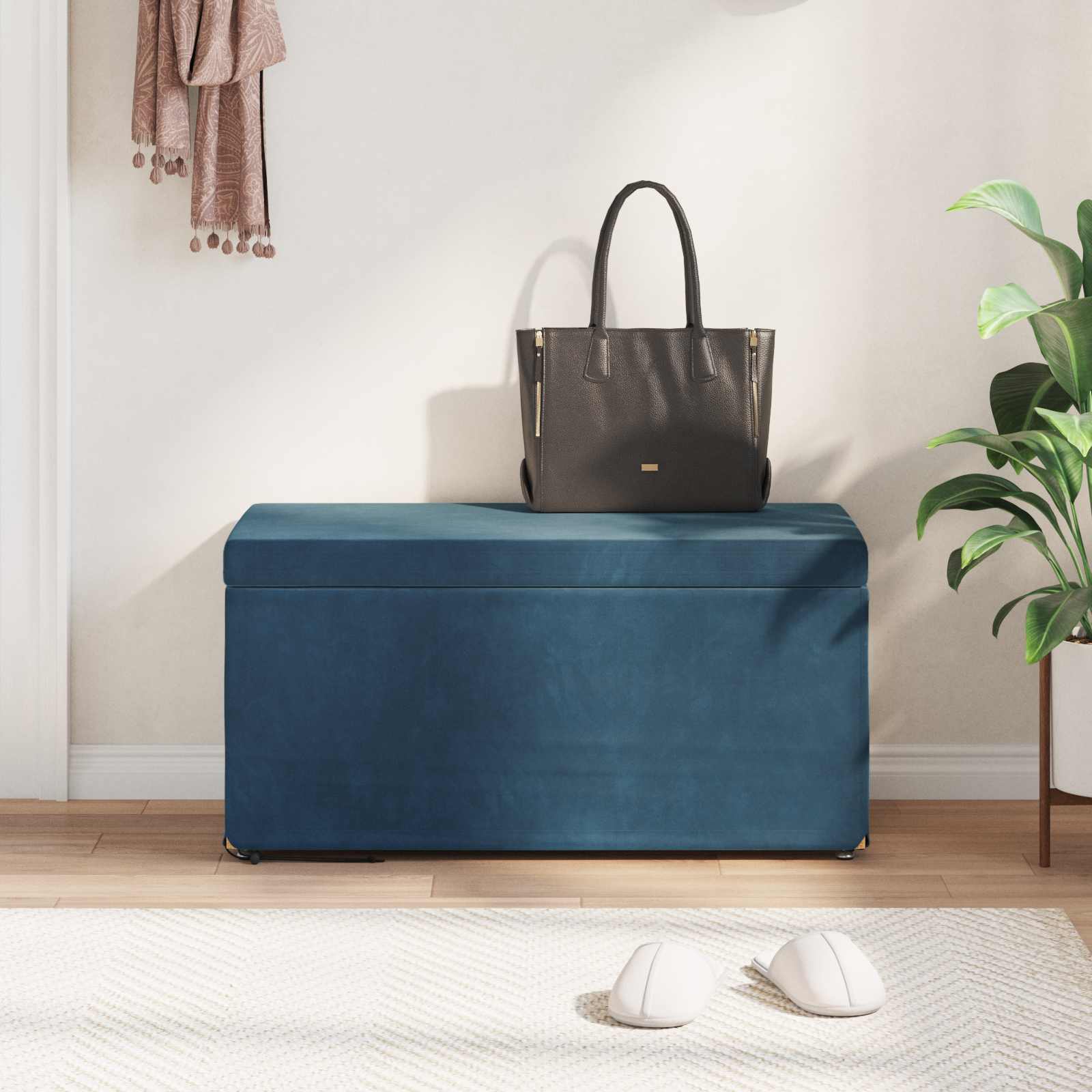 Kruk Blauw 81 x 41 x 40 cm Velvet en Gefabriceerd Hout is nu te koop bij PeponiXL, paradijselijk wonen!