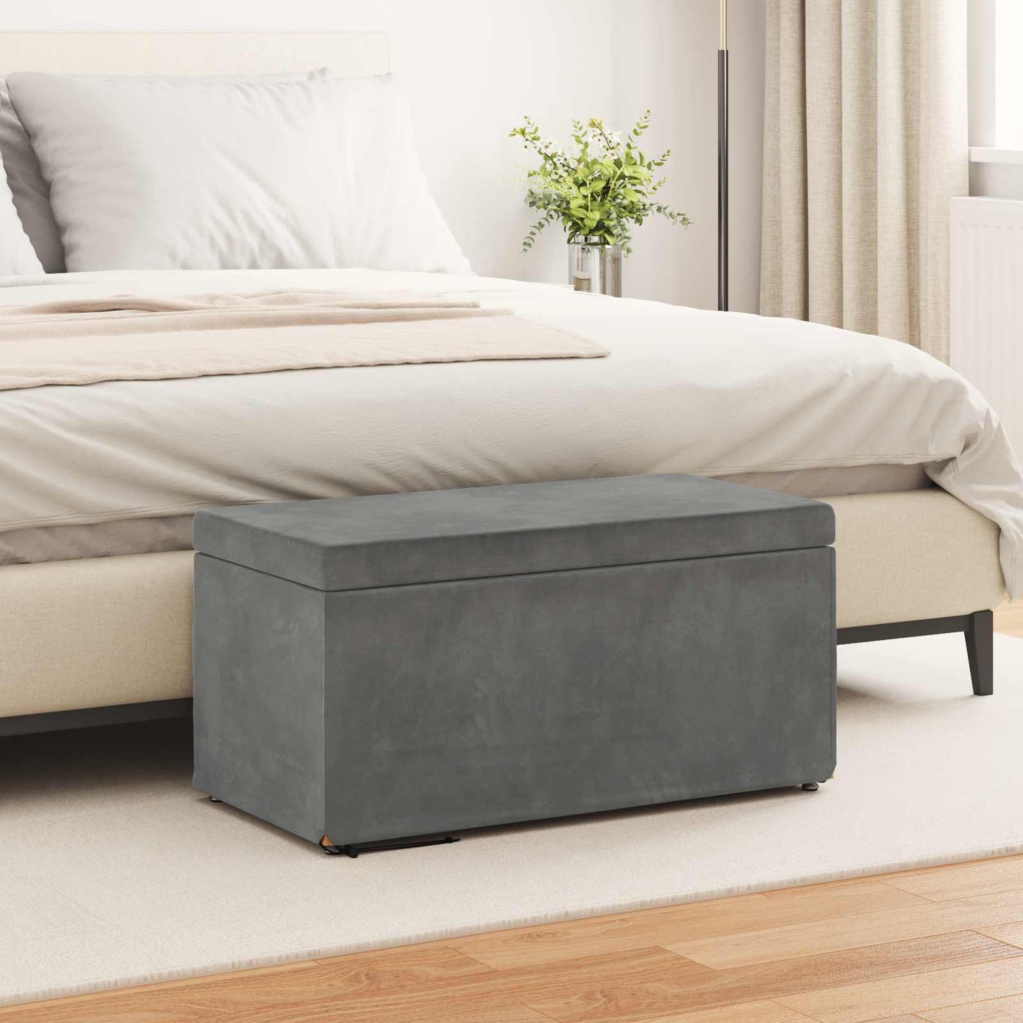 Kruk Donkergrijs 81 x 41 x 40 cm Velvet en Gefabriceerd Hout is nu te koop bij PeponiXL, paradijselijk wonen!