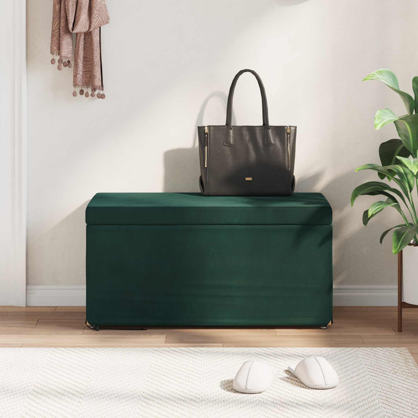 Kruk Donkergroen 81 x 41 x 40 cm Velvet en Gefabriceerd Hout is nu te koop bij PeponiXL, paradijselijk wonen!