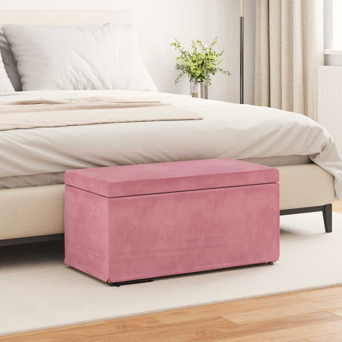 Kruk Roze 81 x 41 x 40 cm Velvet en Gefabriceerd Hout is nu te koop bij PeponiXL, paradijselijk wonen!