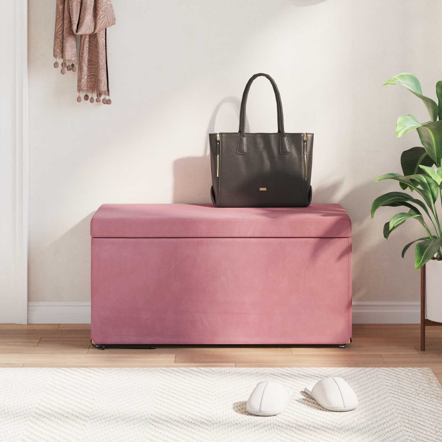 Kruk Roze 81 x 41 x 40 cm Velvet en Gefabriceerd Hout is nu te koop bij PeponiXL, paradijselijk wonen!