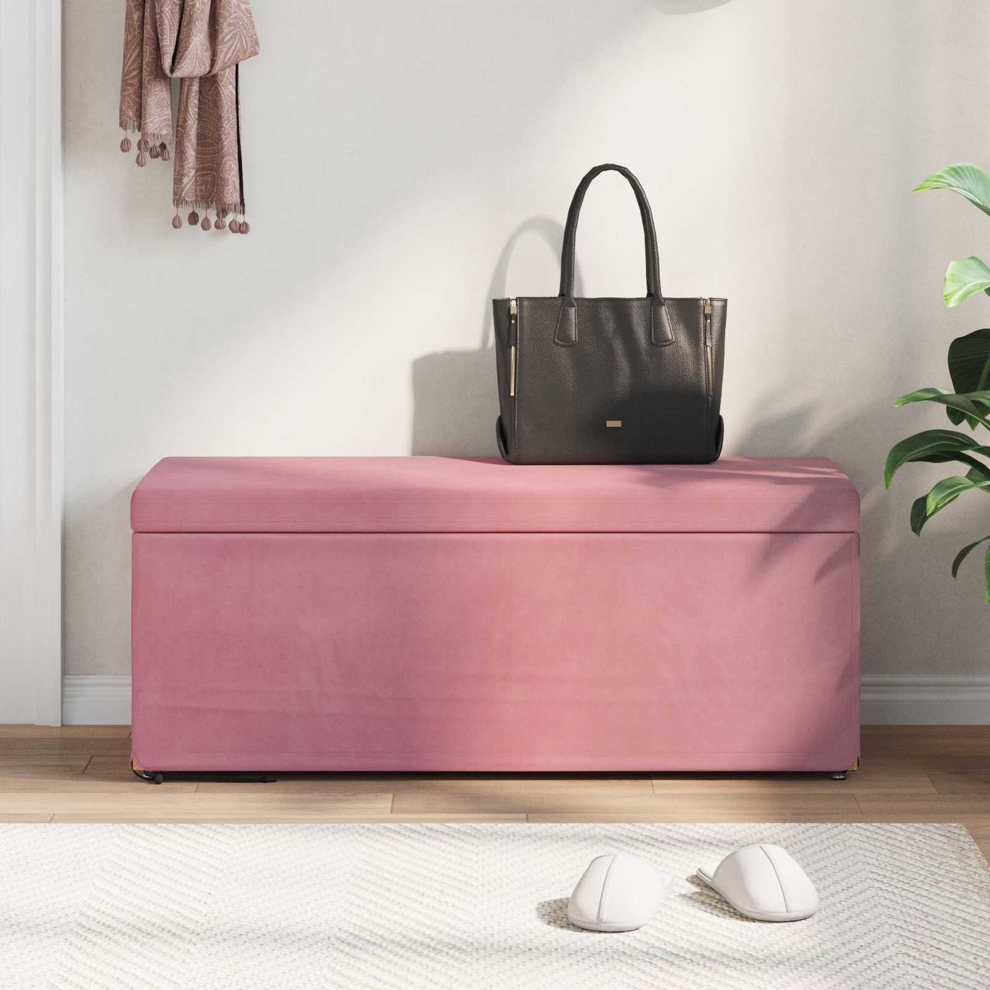 Kruk Roze 101 x 41 x 40 cm Velvet en Gefabriceerd Hout is nu te koop bij PeponiXL, paradijselijk wonen!