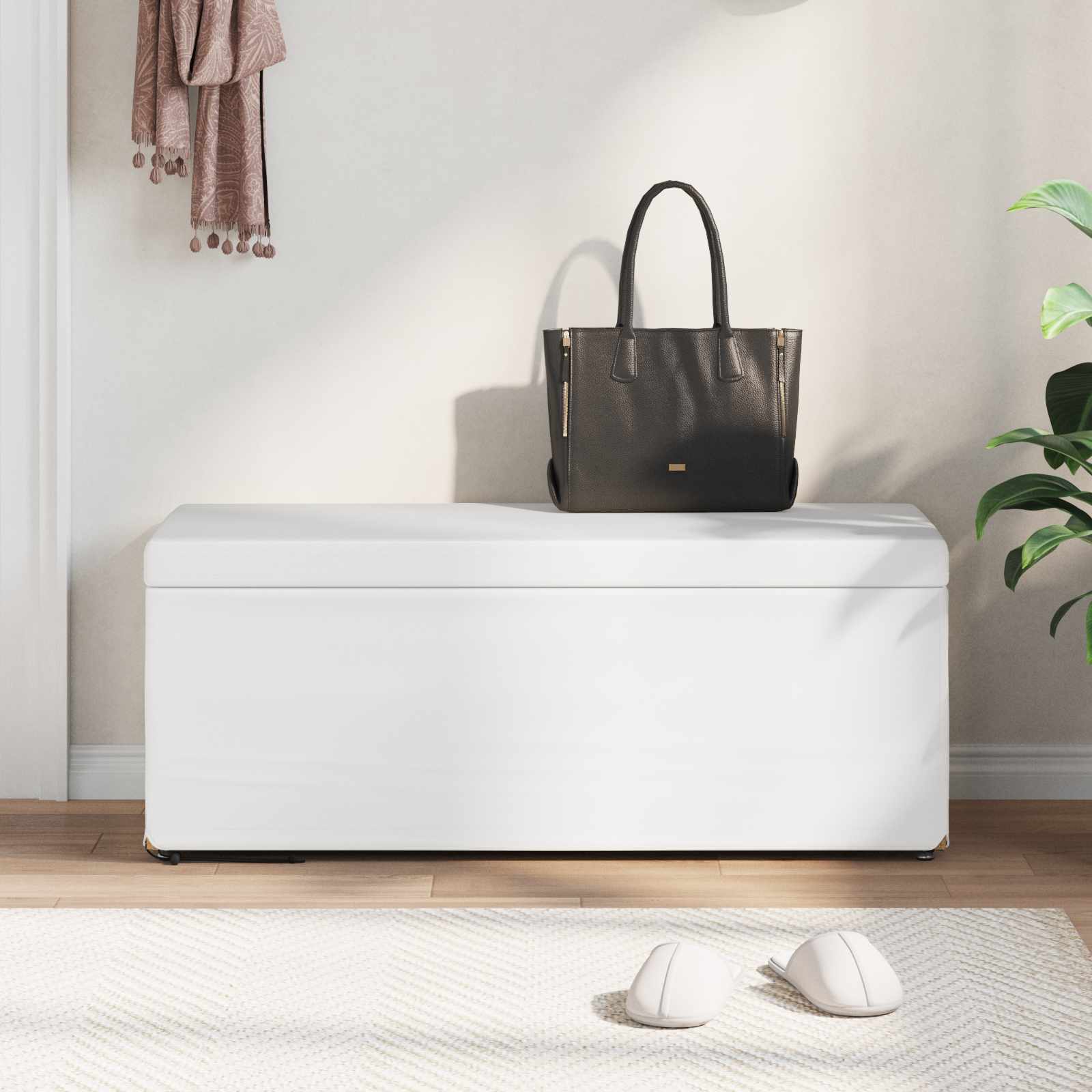 Kruk Wit 101 x 41 x 40 cm Nepleer en Gefabriceerd Hout is nu te koop bij PeponiXL, paradijselijk wonen!