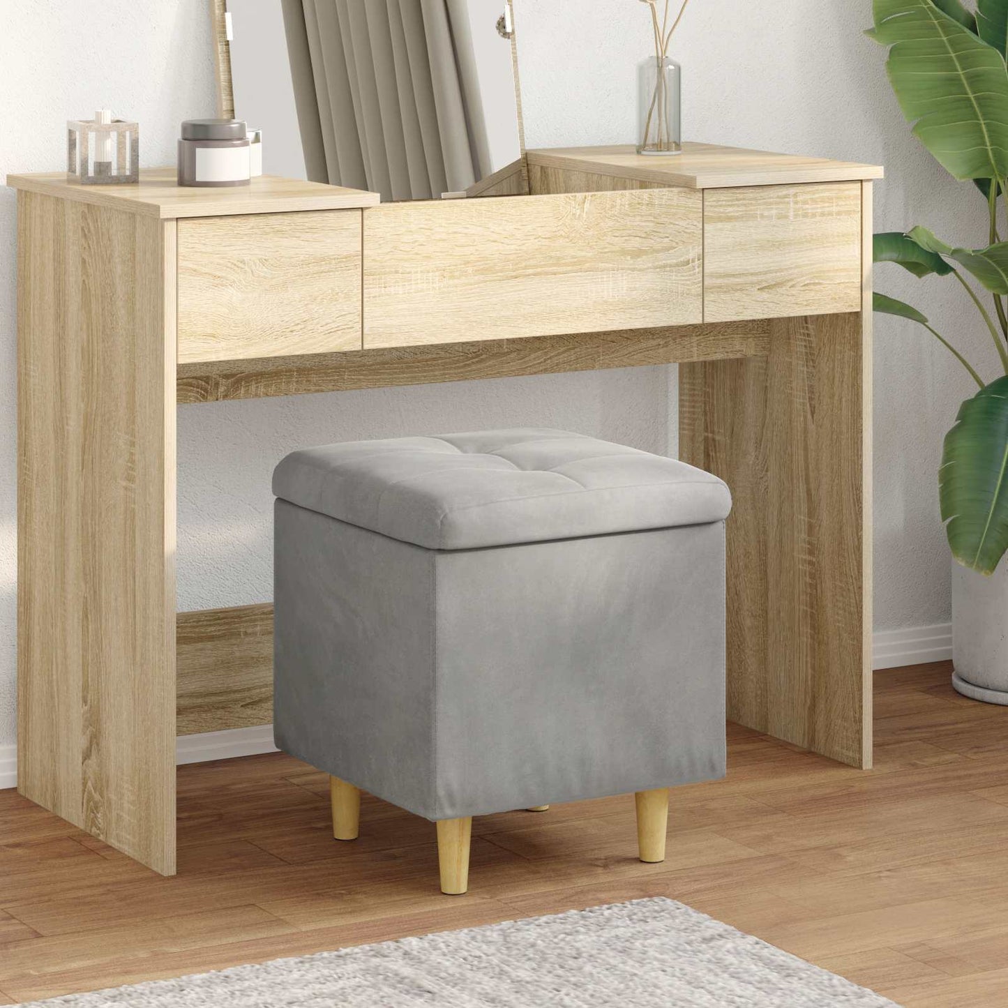 Opslagottoman met kussen Lichtgrijs 40 x 40 x 45 cm Fluweel is nu te koop bij PeponiXL, paradijselijk wonen!