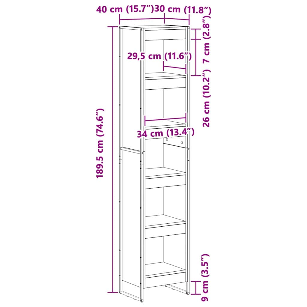 Boekenkast Zwart Eiken 80 x 30 x 155 cm Bewerkt hout is nu te koop bij PeponiXL, paradijselijk wonen!