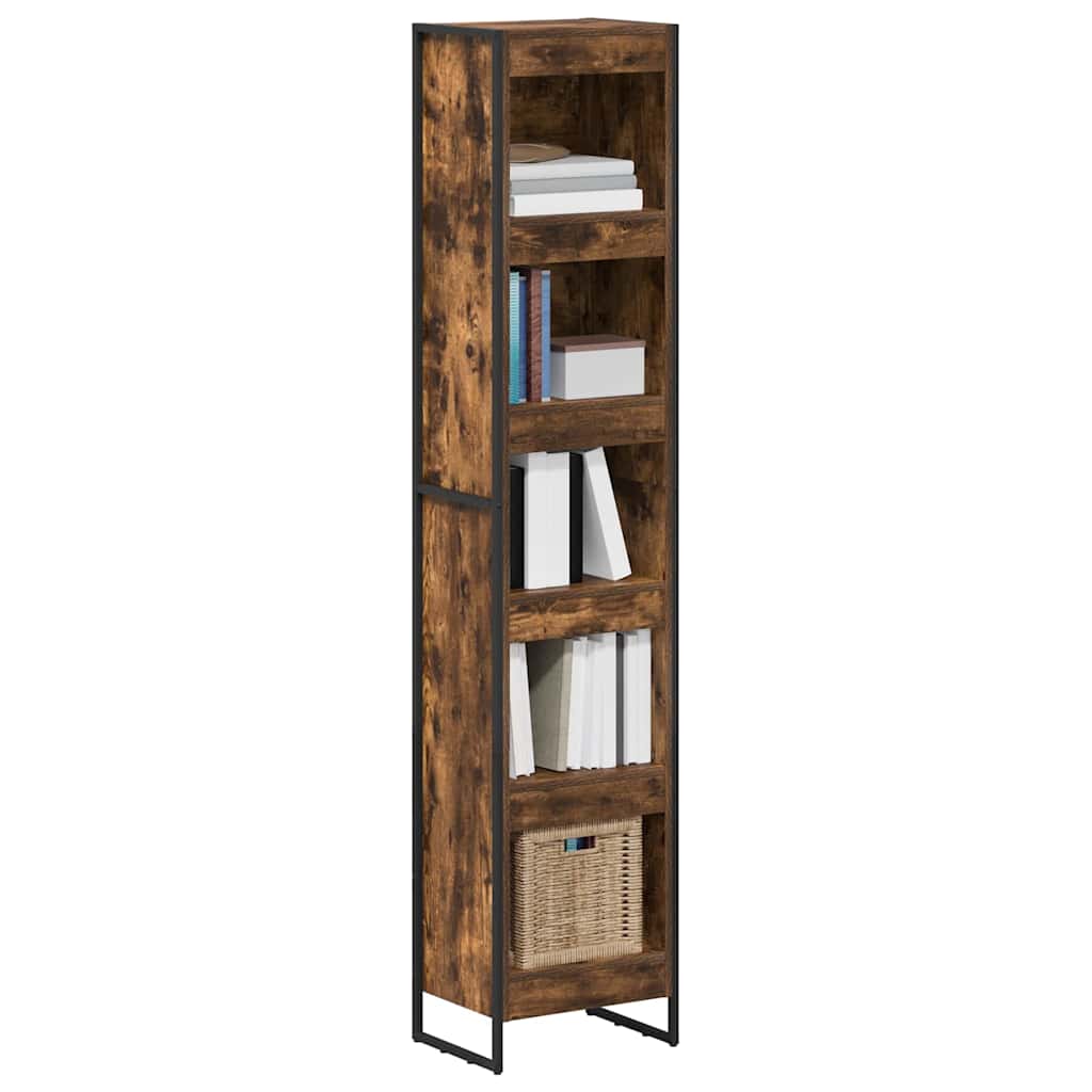 Boekenkast Rook Eik 80 x 30 x 155 cm Bewerkt hout is nu te koop bij PeponiXL, paradijselijk wonen!