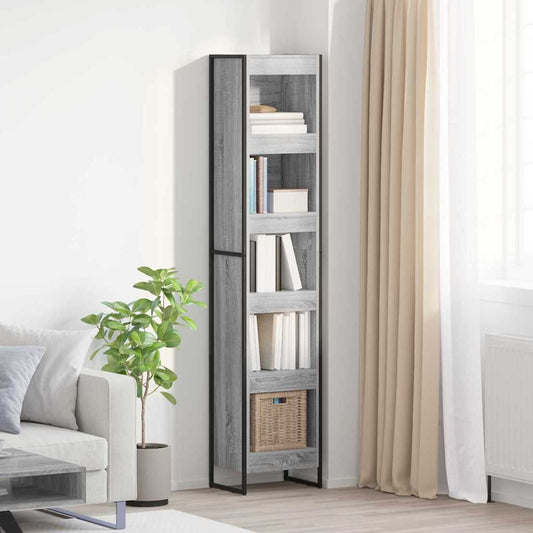 Boekenkast Grijs Sonoma 40 x 30 x 189,5 cm Bewerkt hout is nu te koop bij PeponiXL, paradijselijk wonen!