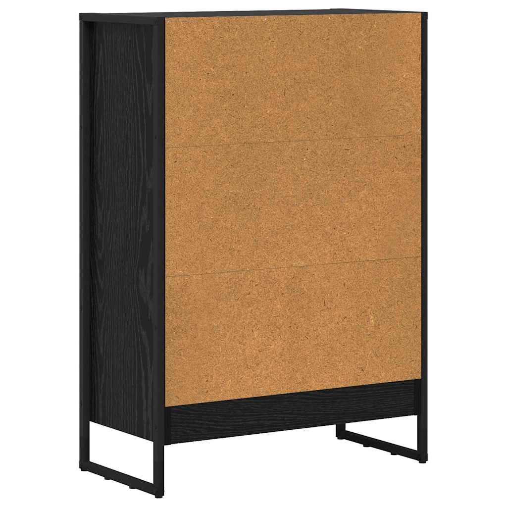 Boekenkast Zwart Eiken 80 x 30 x 155 cm Bewerkt hout is nu te koop bij PeponiXL, paradijselijk wonen!