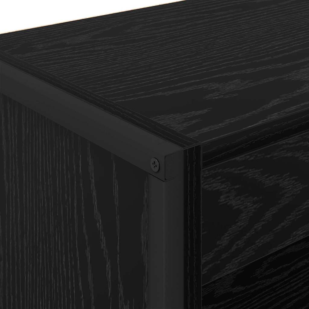 Boekenkast Zwart Eiken 80 x 30 x 155 cm Bewerkt hout is nu te koop bij PeponiXL, paradijselijk wonen!