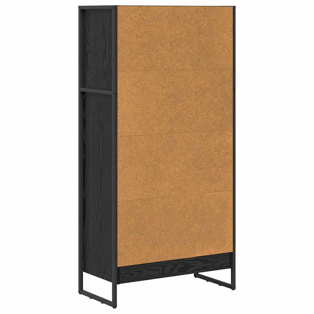 Boekenkast Zwart Eiken 80 x 30 x 155 cm Bewerkt hout is nu te koop bij PeponiXL, paradijselijk wonen!