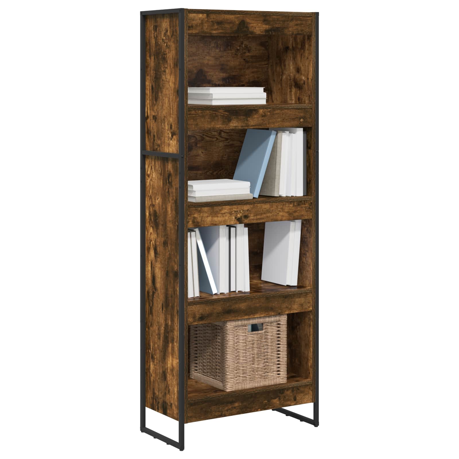 Boekenkast Rook Eik 80 x 30 x 155 cm Bewerkt hout is nu te koop bij PeponiXL, paradijselijk wonen!
