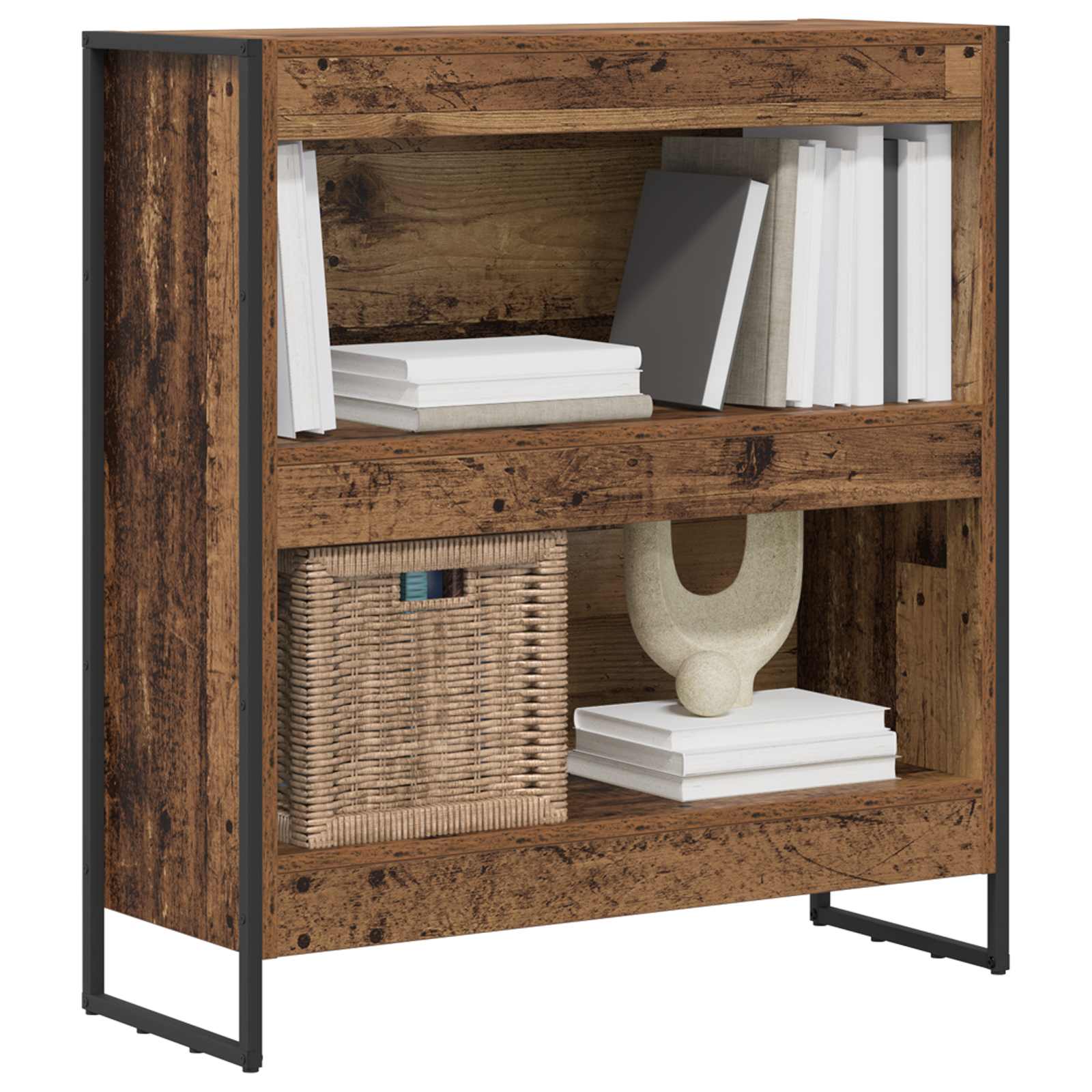 Boekenkast Oud Hout 80 x 30 x 155 cm Bewerkt hout is nu te koop bij PeponiXL, paradijselijk wonen!