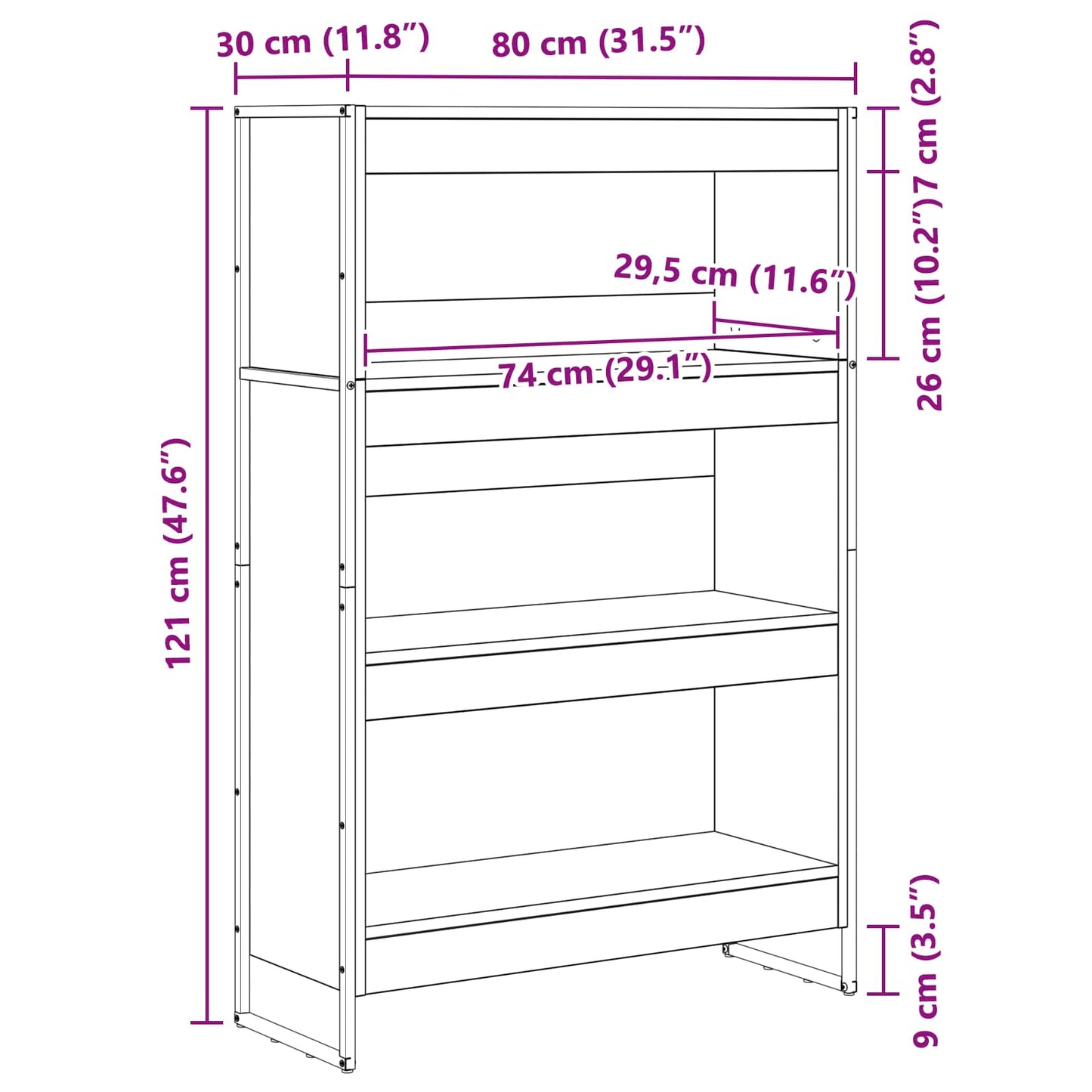 Boekenkast Grijs Sonoma 80 x 30 x 155 cm Bewerkt hout is nu te koop bij PeponiXL, paradijselijk wonen!