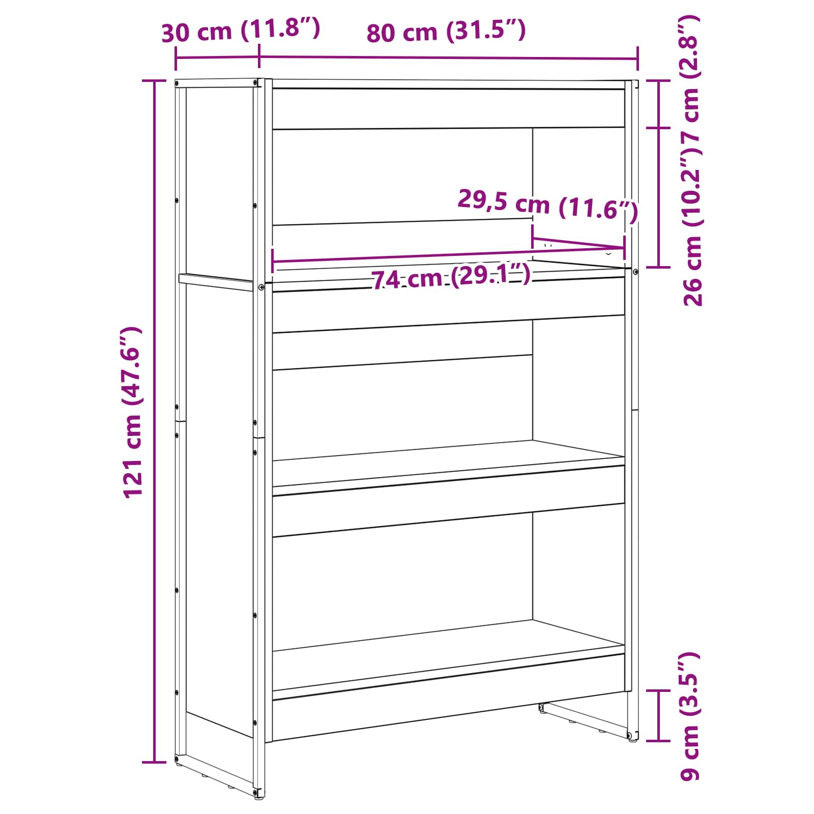 Boekenkast Oud Hout 80 x 30 x 155 cm Bewerkt hout is nu te koop bij PeponiXL, paradijselijk wonen!