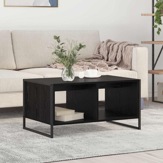 Salontafel Zwart Eiken 80 x 50 x 40 cm Bewerkt hout is nu te koop bij PeponiXL, paradijselijk wonen!