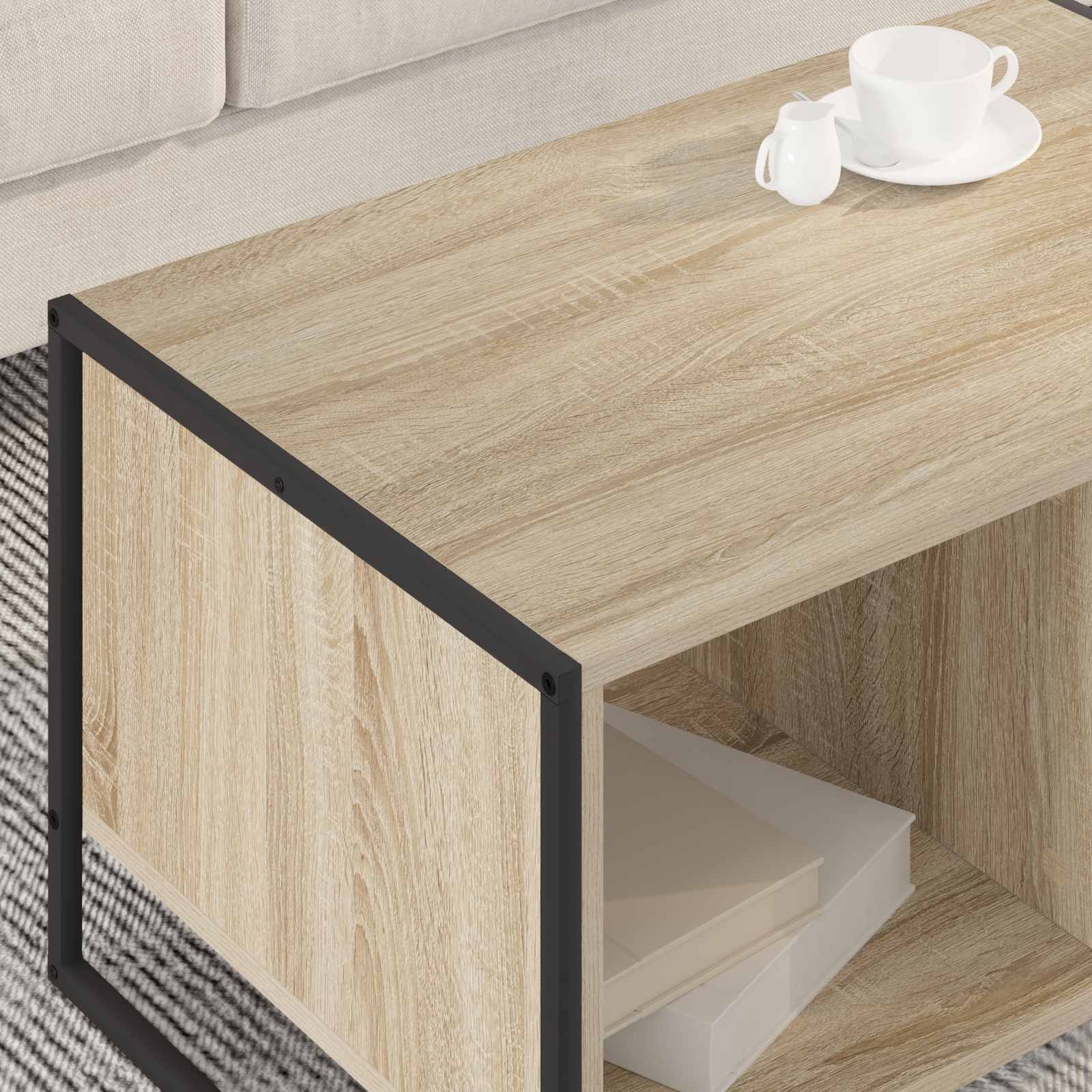 Salontafel Sonoma 80 x 50 x 40 cm Bewerkt hout is nu te koop bij PeponiXL, paradijselijk wonen!