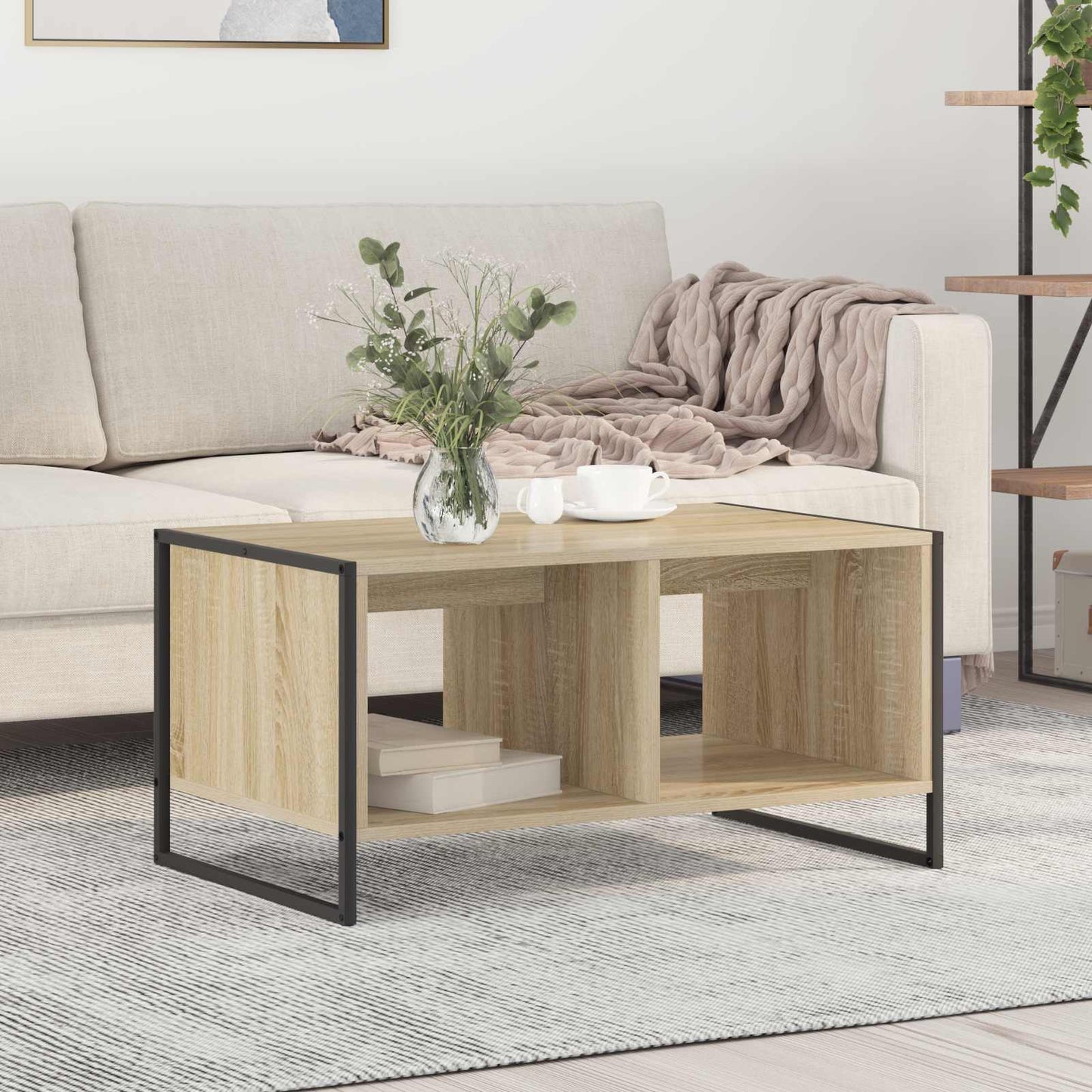 Salontafel Sonoma 80 x 50 x 40 cm Bewerkt hout is nu te koop bij PeponiXL, paradijselijk wonen!