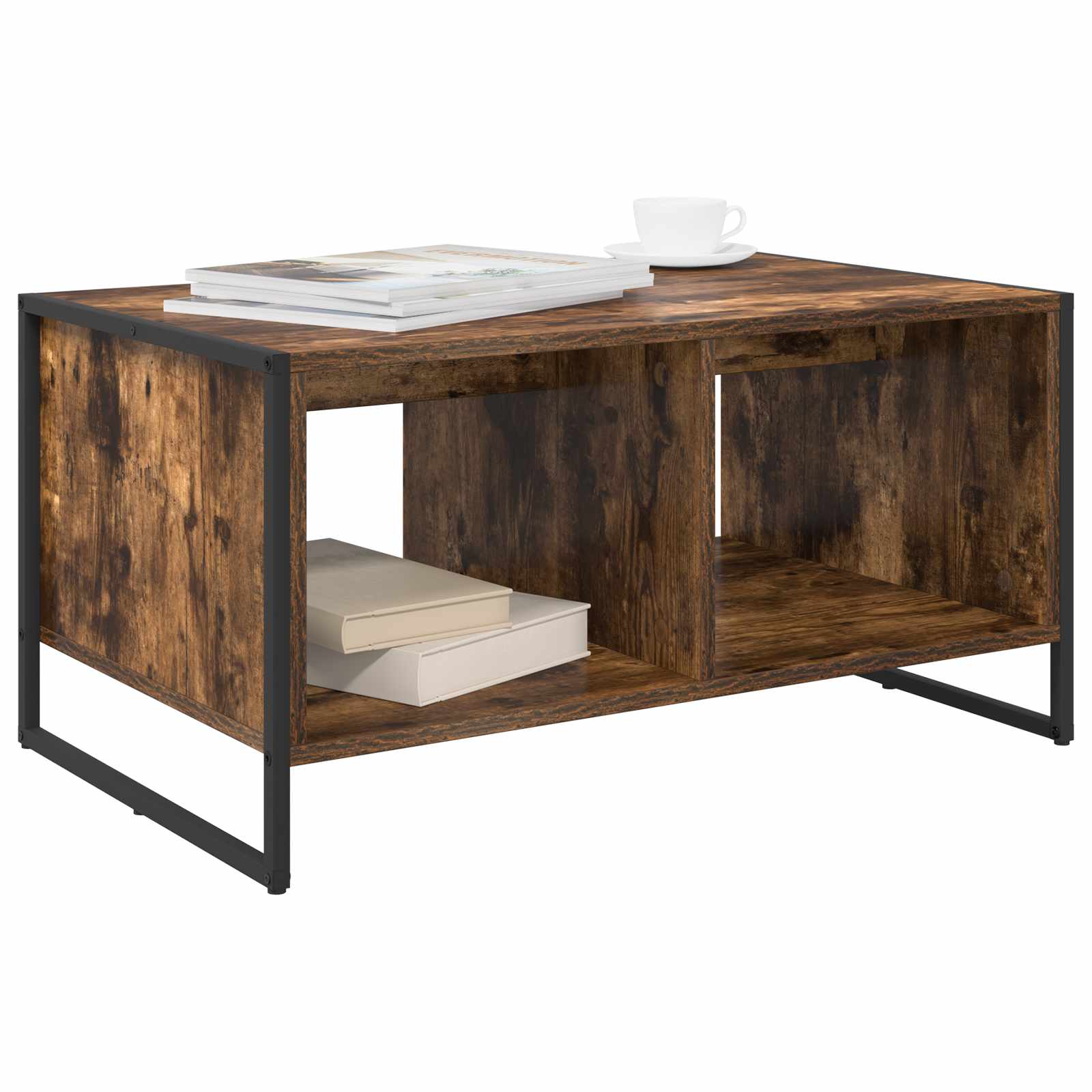 Salontafel Rook Eik 80 x 50 x 40 cm Bewerkt hout is nu te koop bij PeponiXL, paradijselijk wonen!